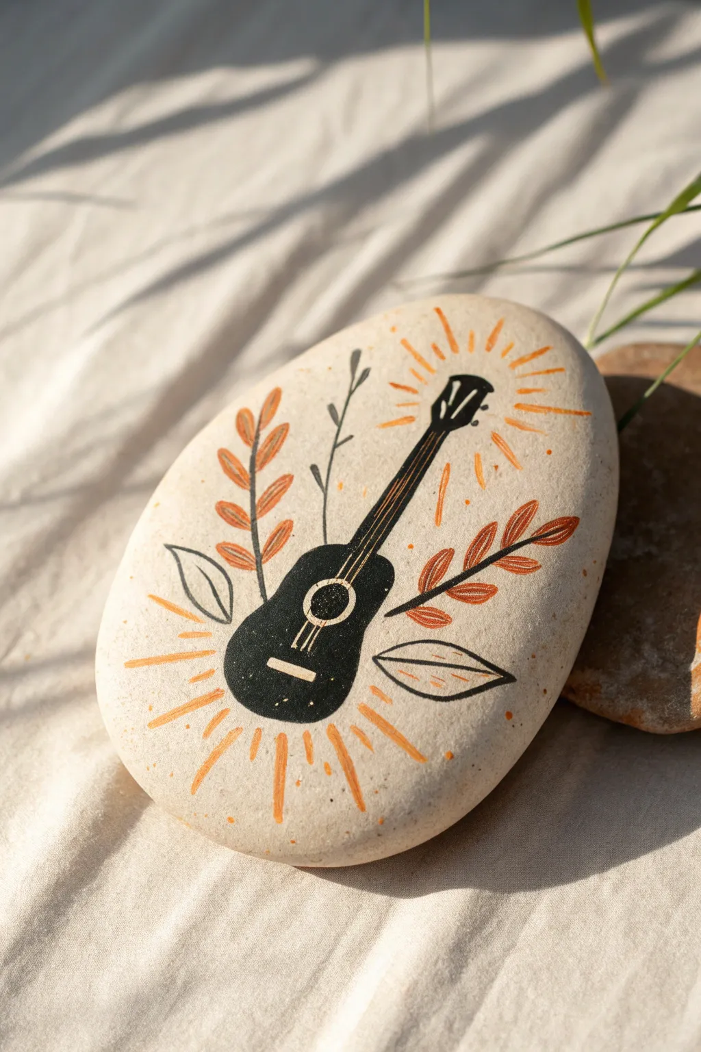 Paint a bold guitar icon on a rock for an easy, minimalist Father’s Day gift idea.