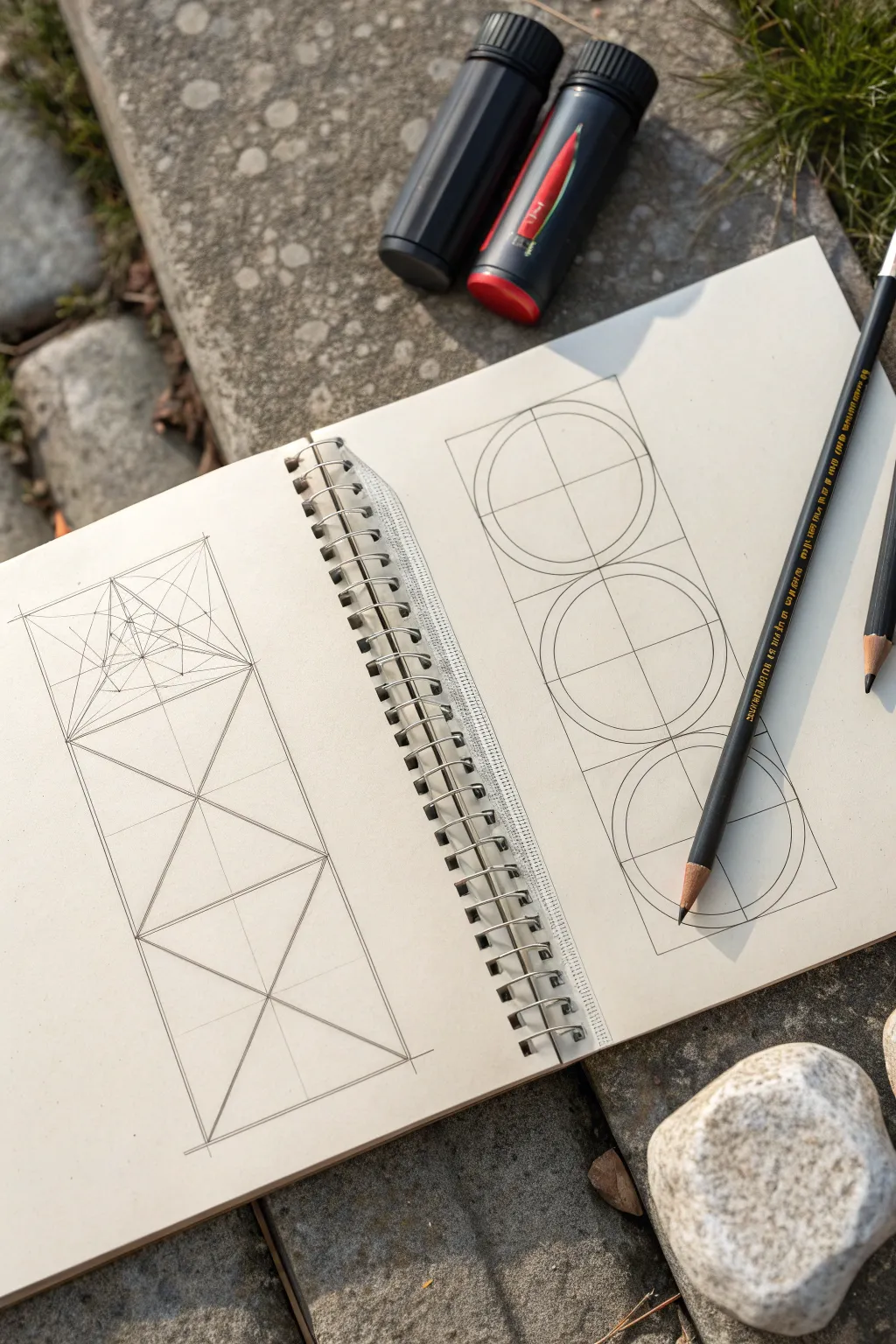 Centerline and axis form studies: clean cylinders and cones with clear ellipses and guides