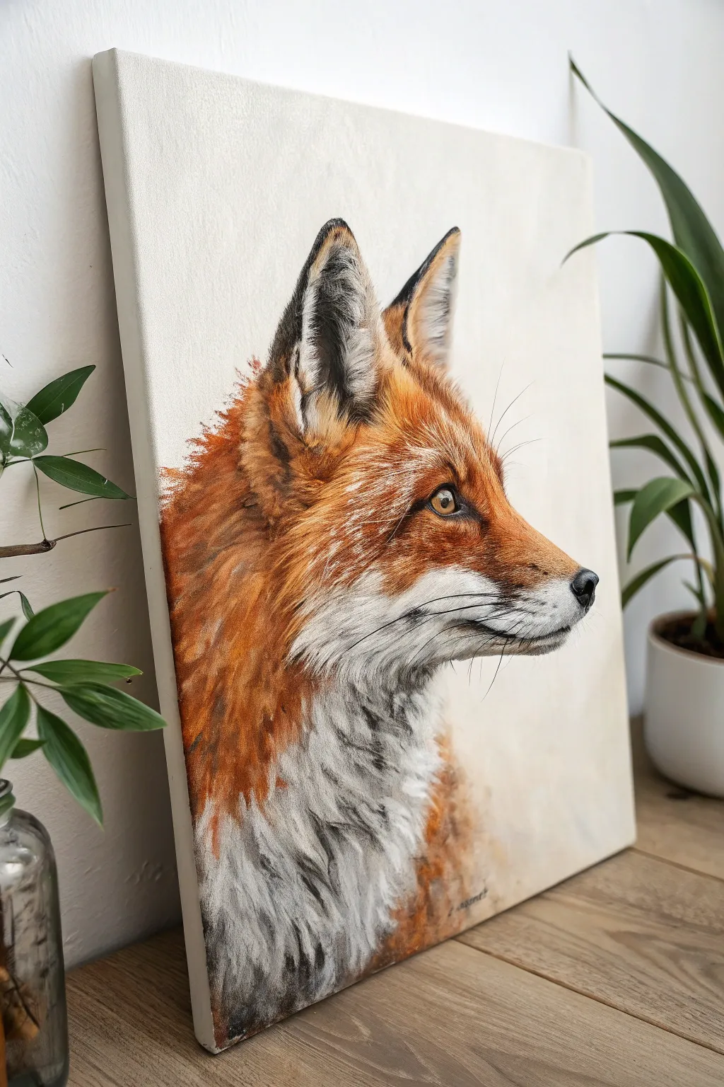 Impasto fox fur close-up, warm rust ridges catching light for a tactile minimalist study