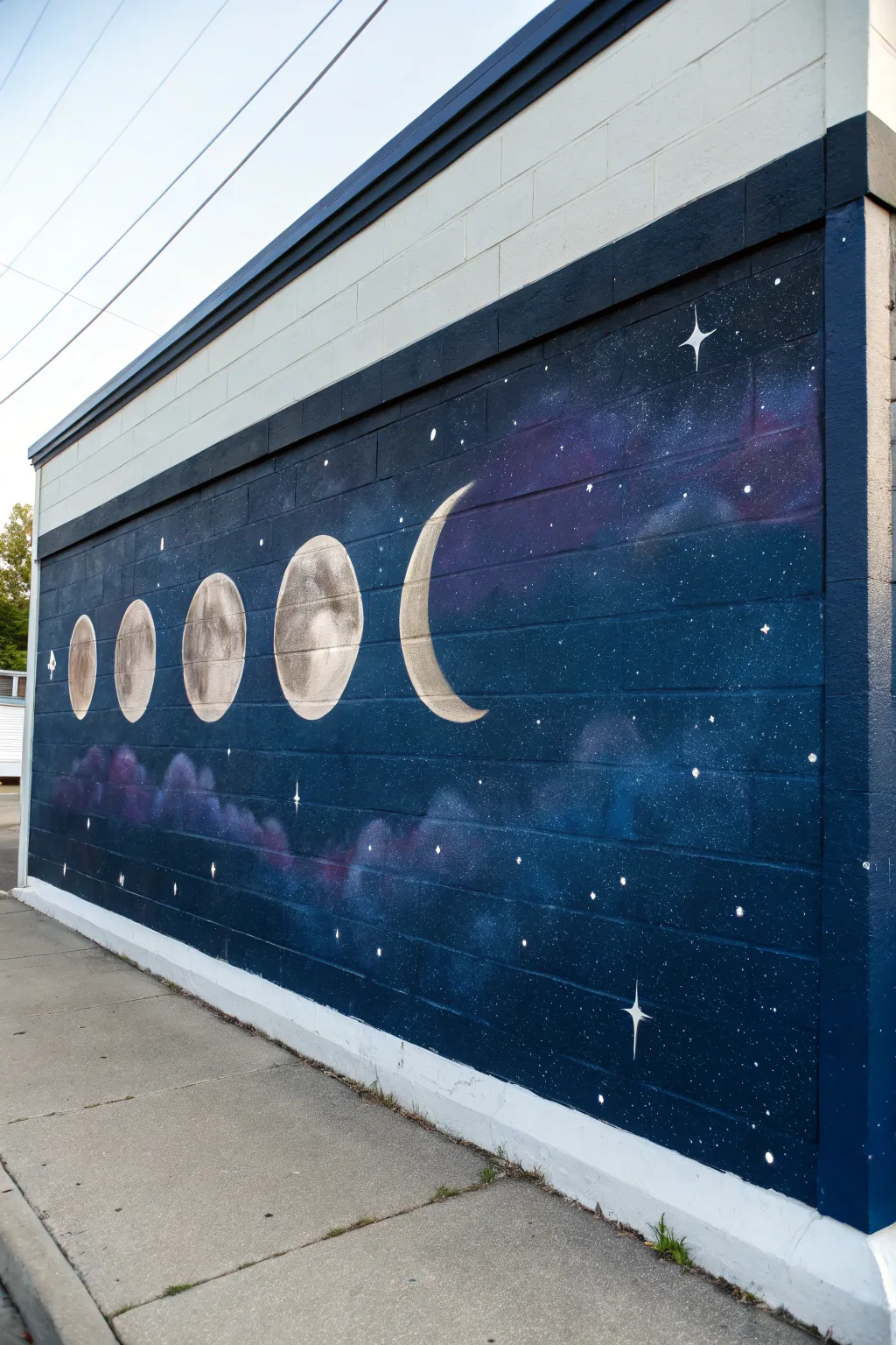 Moon phase galaxy border idea with soft shading and star specks, minimalist and boho, beginner friendly