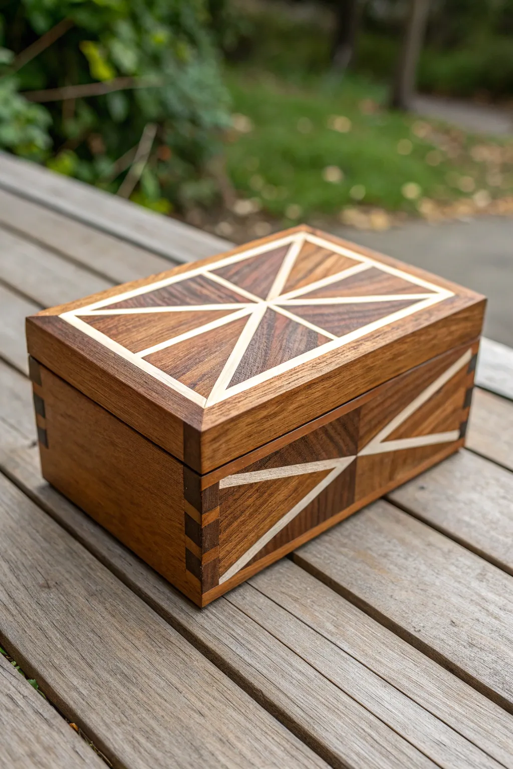 Geometric color blocking jewelry box with crisp tape edges in soft Scandinavian boho tones.