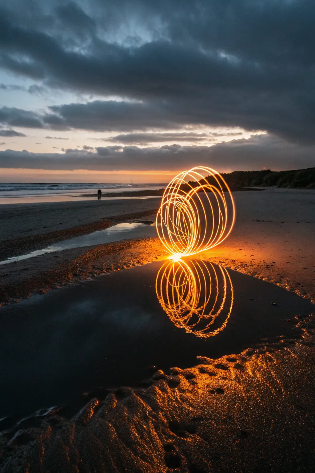 Double the magic with water reflections for a dreamy, symmetrical light painting result.