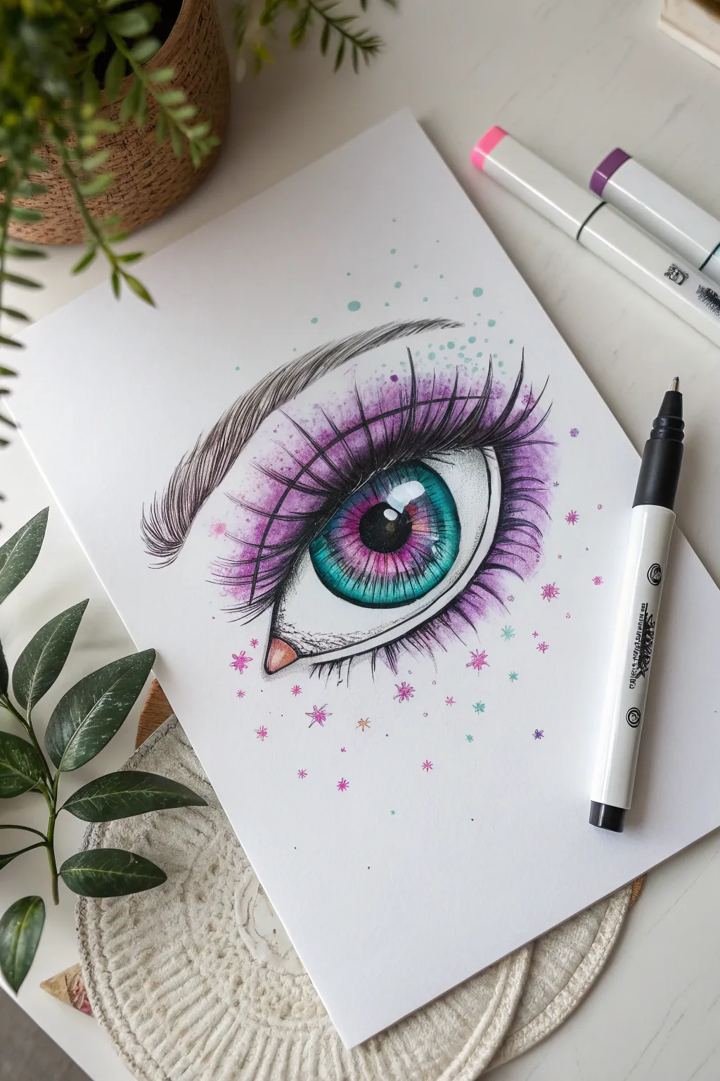 Capture depth and emotion with this mesmerizing anime eye marker drawing idea for your sketchbook.