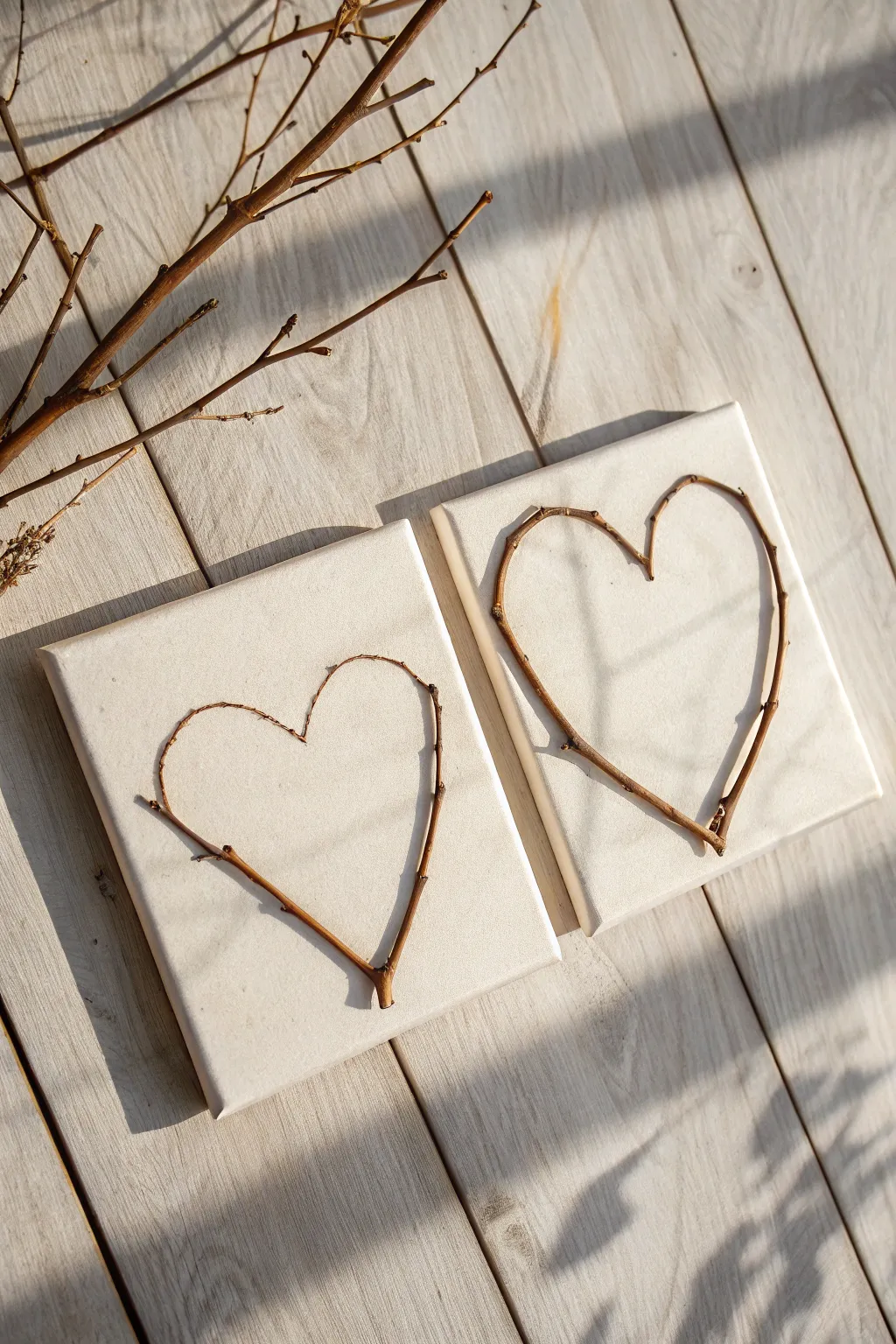 Two canvases, one heart: a minimalist branch diptych gift idea that feels personal and handmade
