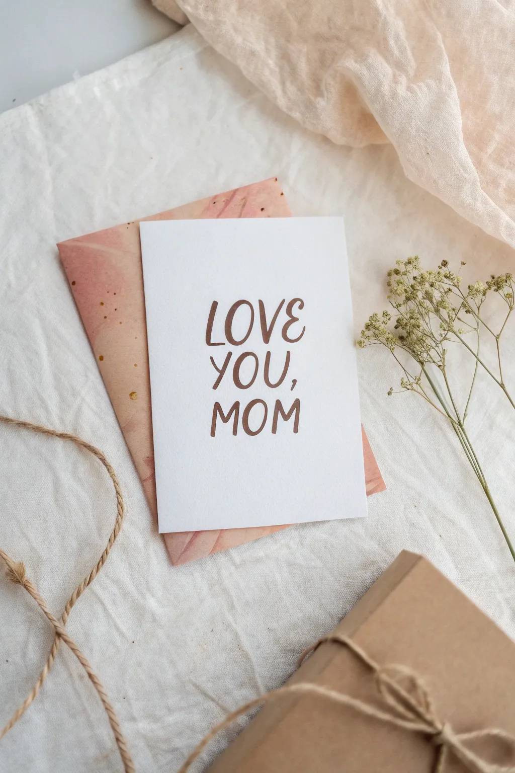 A simple brush-lettered watercolor card with a sweet gift vibe, perfect for a DIY note for Mom