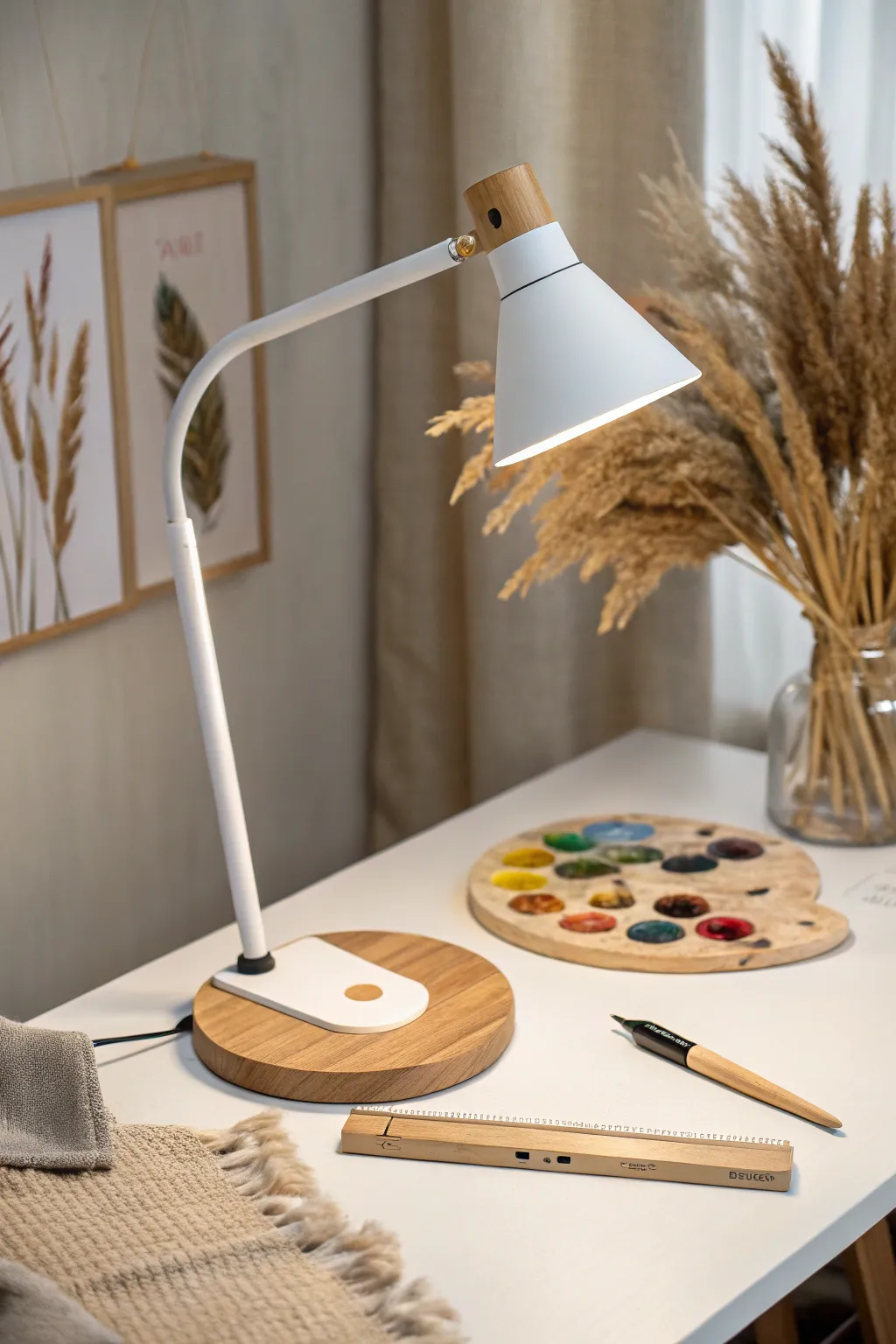 Task lighting that keeps your paint colors true, even during cozy evening studio sessions