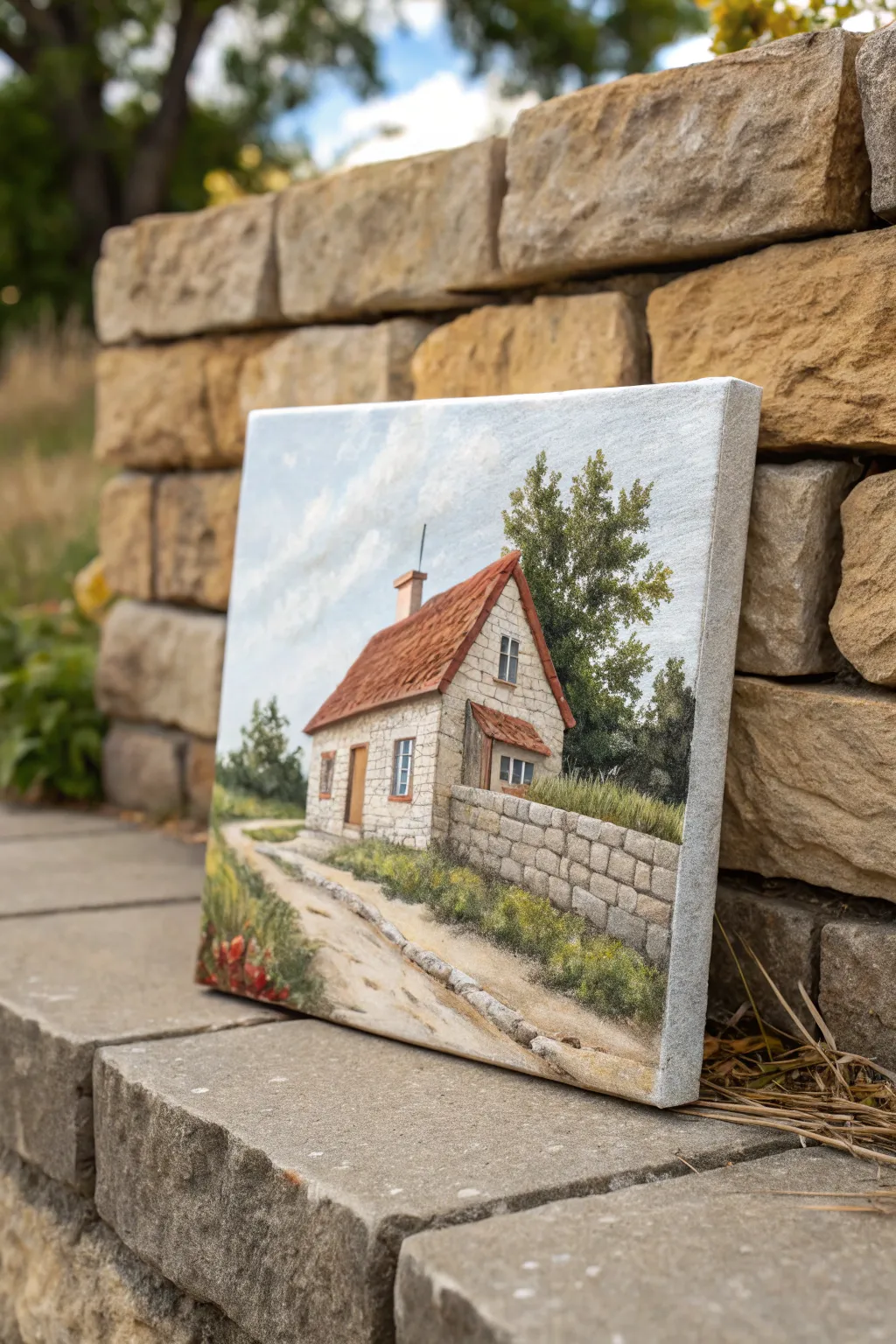 Chunky palette knife roof texture turns a simple cottage into a cozy, beginner friendly impasto scene
