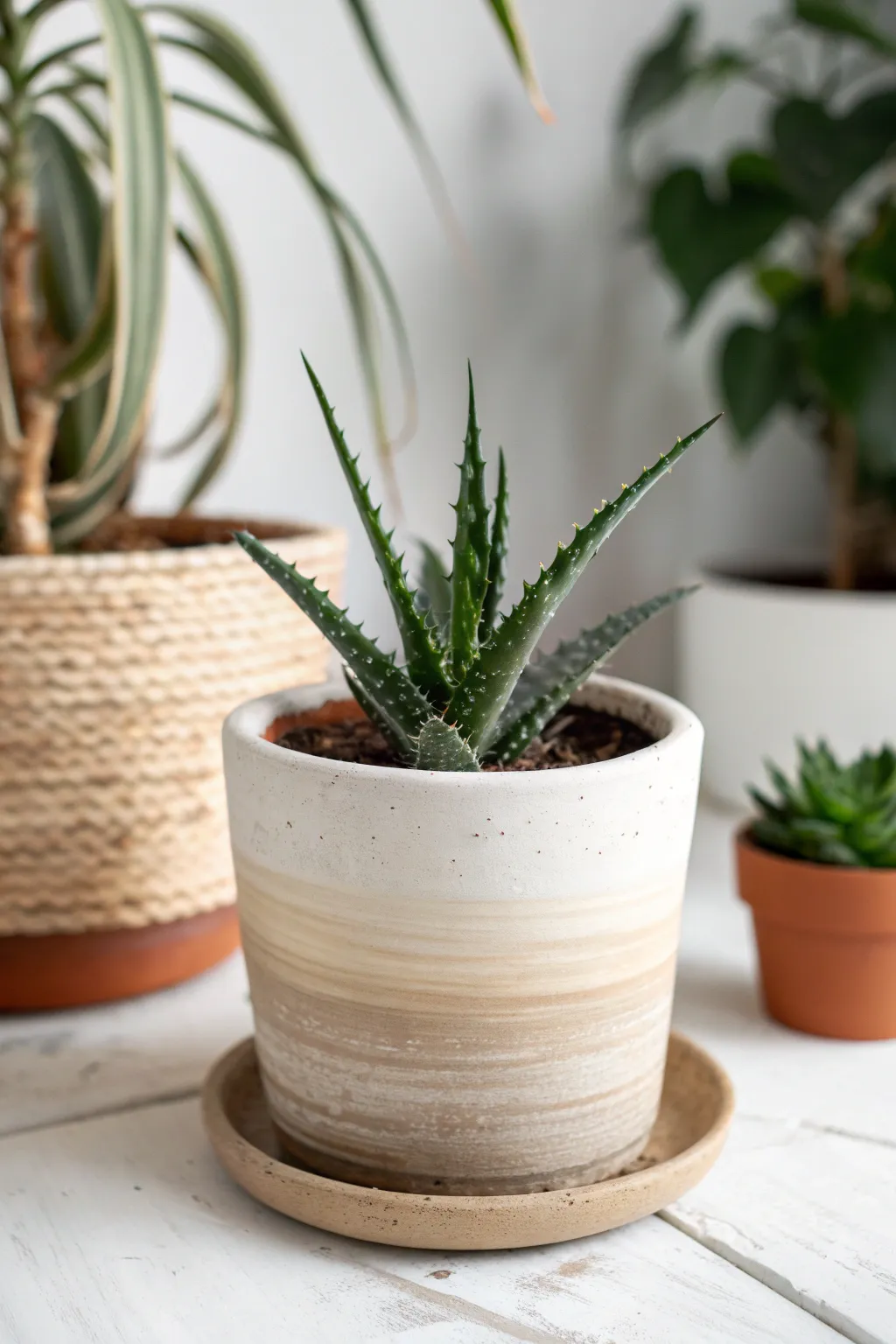 Soft ombre plant pot from charcoal to ivory, minimalist Scandinavian style for easy painting inspo.