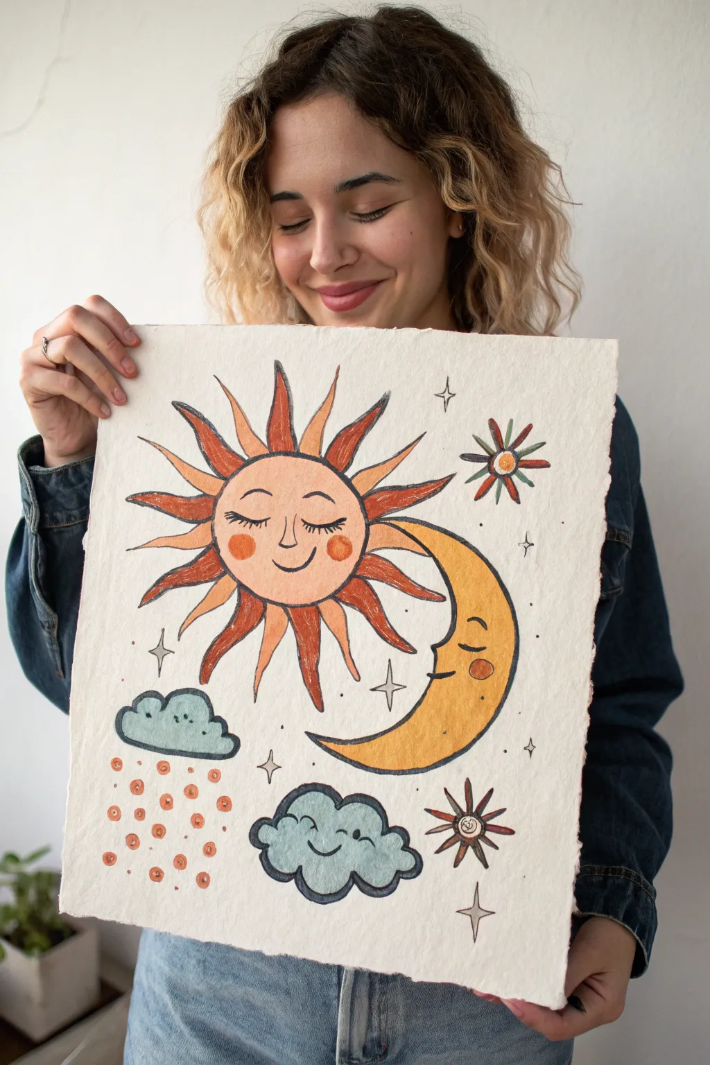 Retro celestial friends in warm gouache tones, bold lines, and minimalist Scandinavian charm.