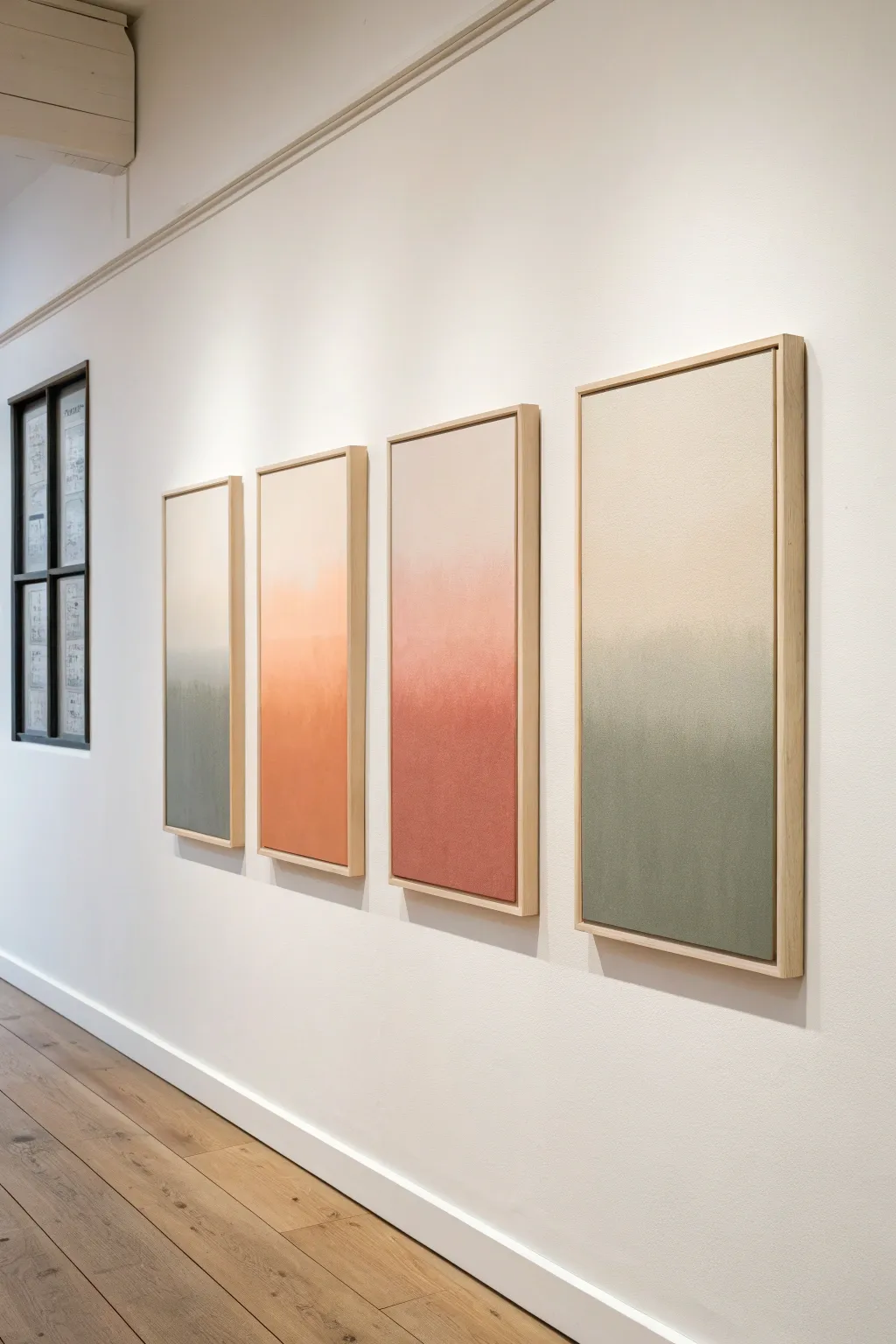 Three two-color fade panels with calm spray gradients for an easy, minimalist abstract look