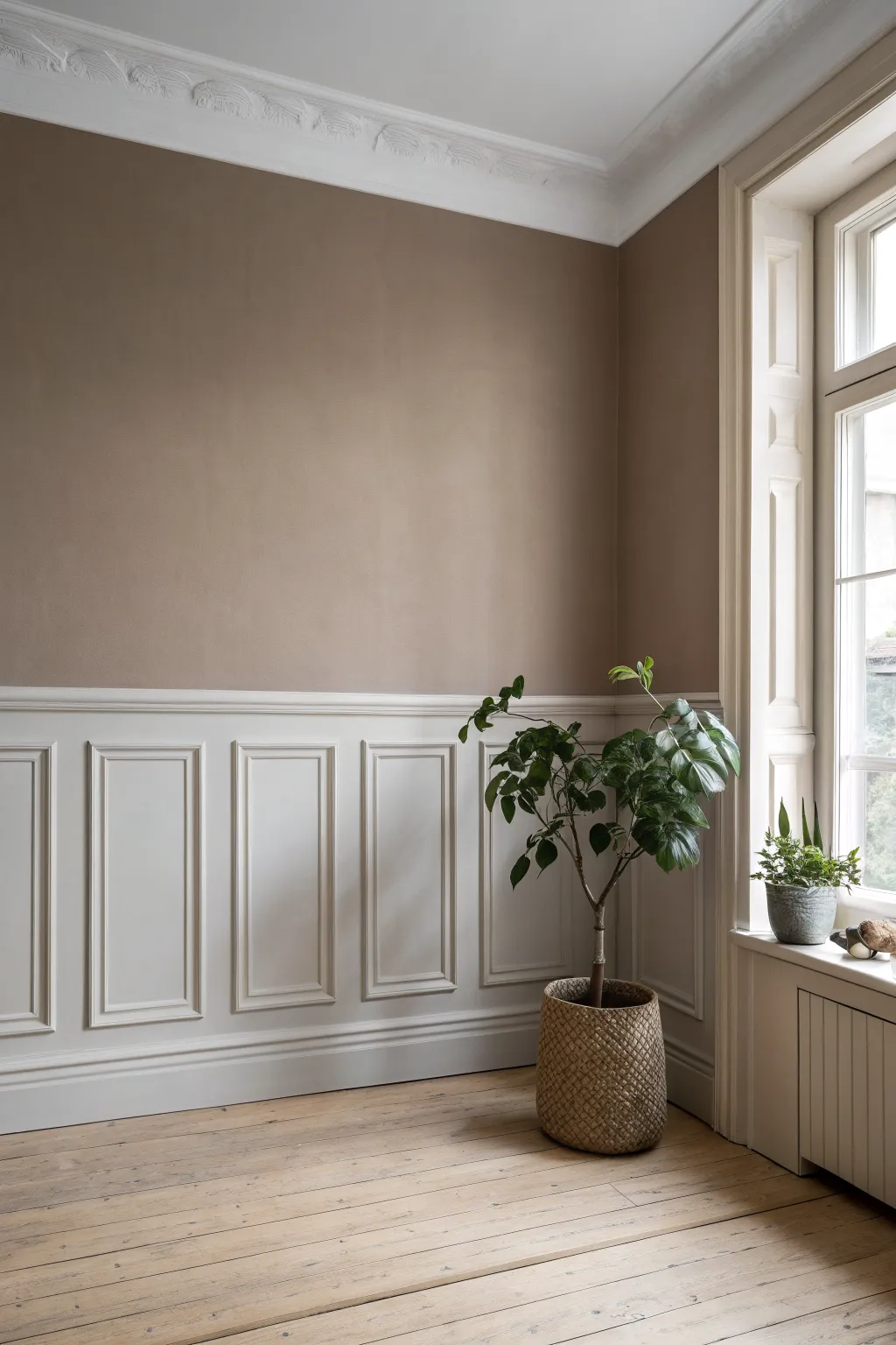 Same color, two finishes: matte above, satin below, split by a razor-sharp line.