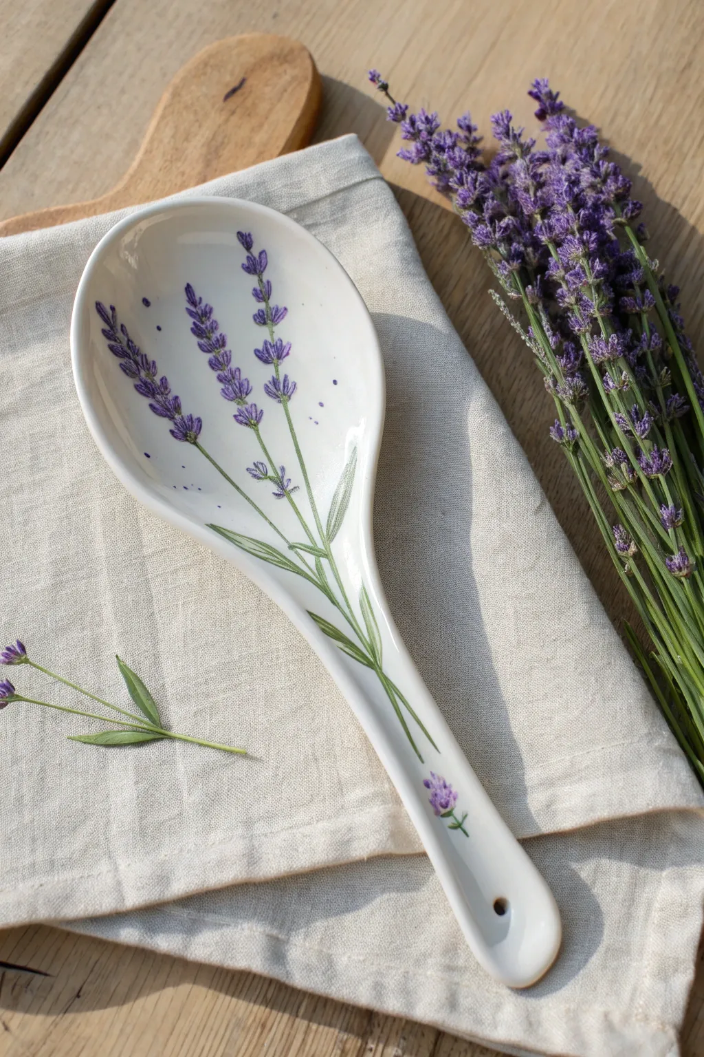 Bring serenity to your kitchen with this simple hand-painted lavender design.