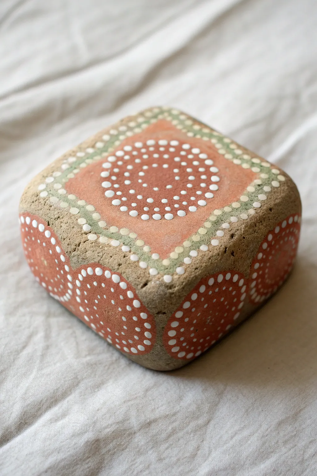 Square rock with a calm gradient dot grid, minimalist boho colors and crisp contrast