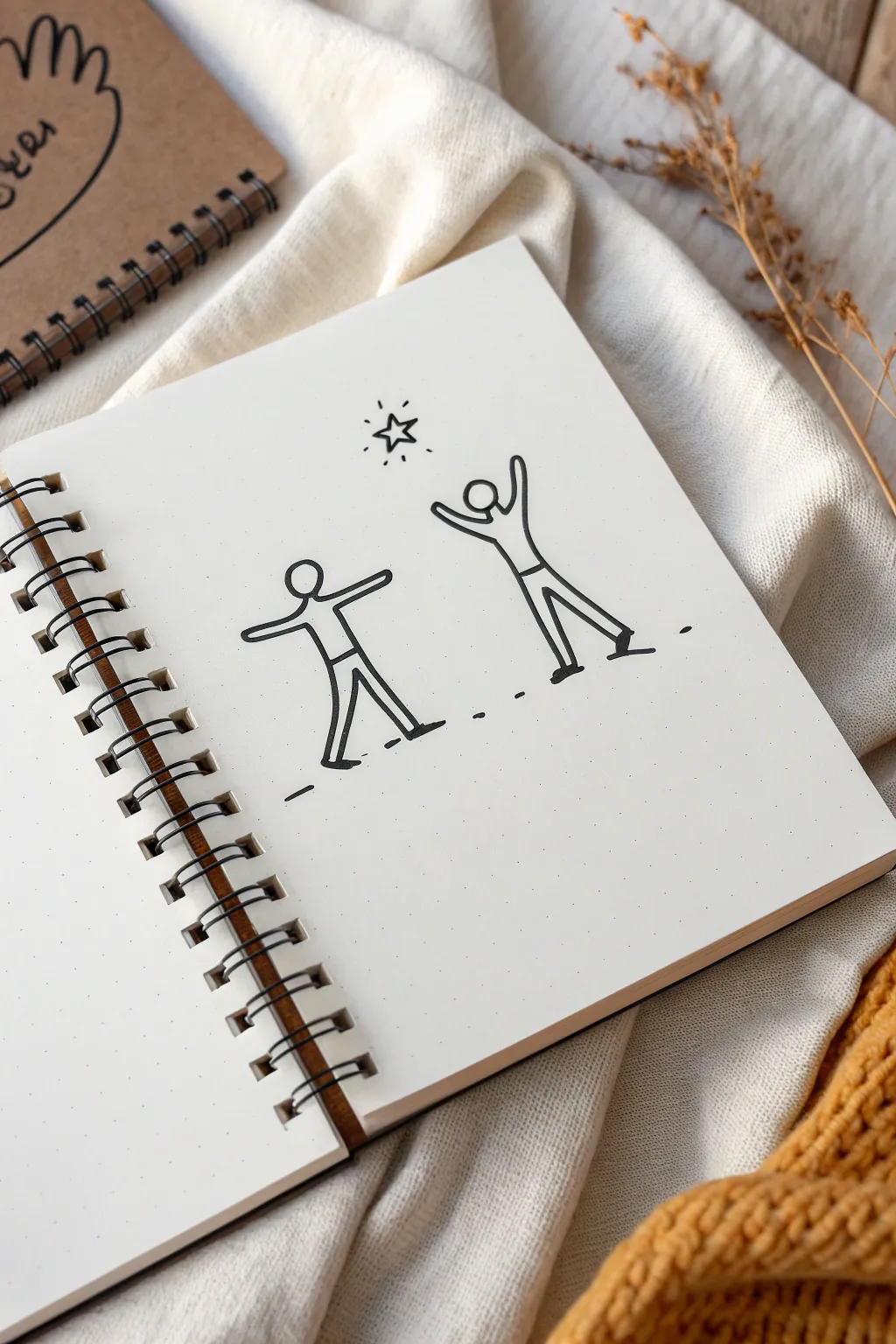 Minimal stickman friends: a high-five and a quiet whisper, told through spacing and angles.