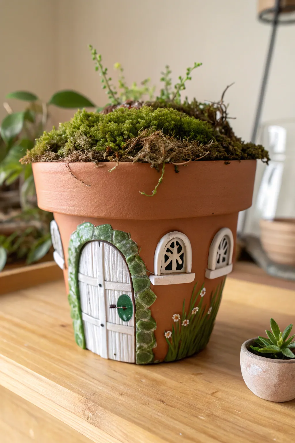 Transform plain terracotta into a magical fairy cottage with this whimsical DIY painting idea.