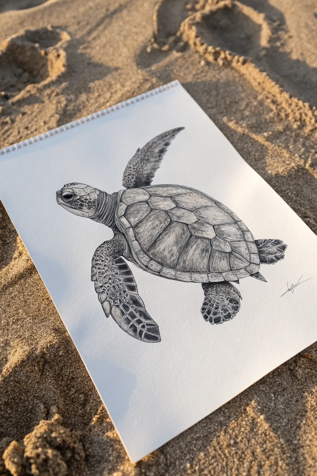 Close-up flipper study: smooth shading strokes, leathery texture, and wrinkles near the joints