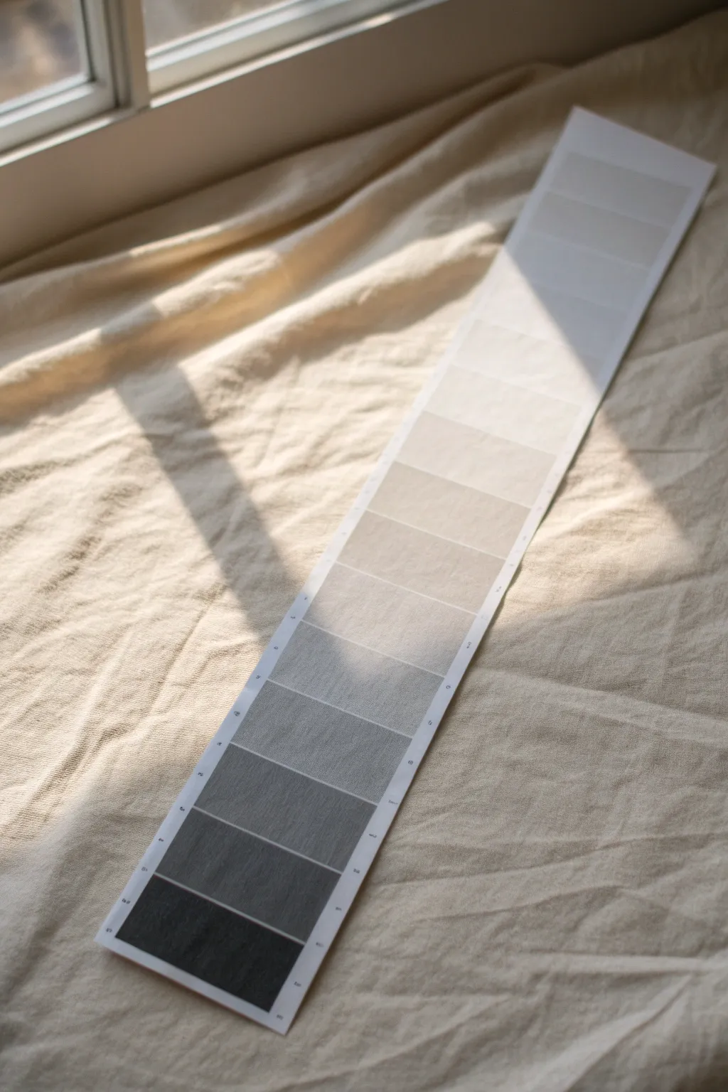 Toned paper value scale from bright highlights to deep blacks for elegant shading practice.