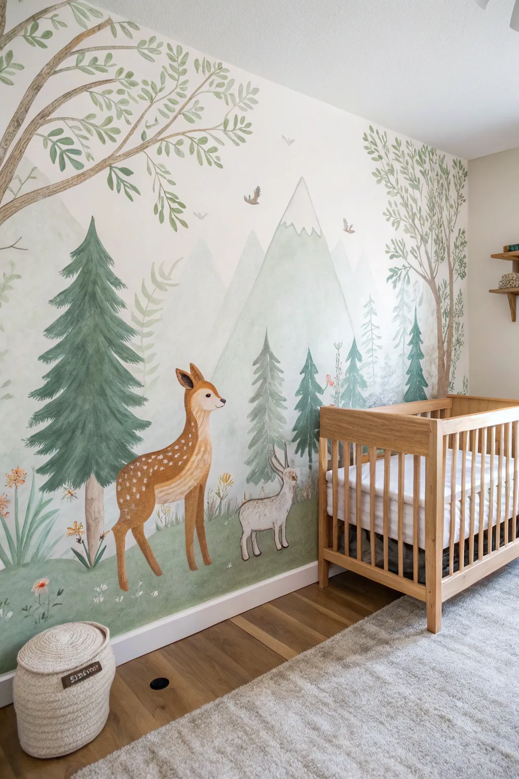 Transform the nursery into a storybook with this whimsical woodland mural.