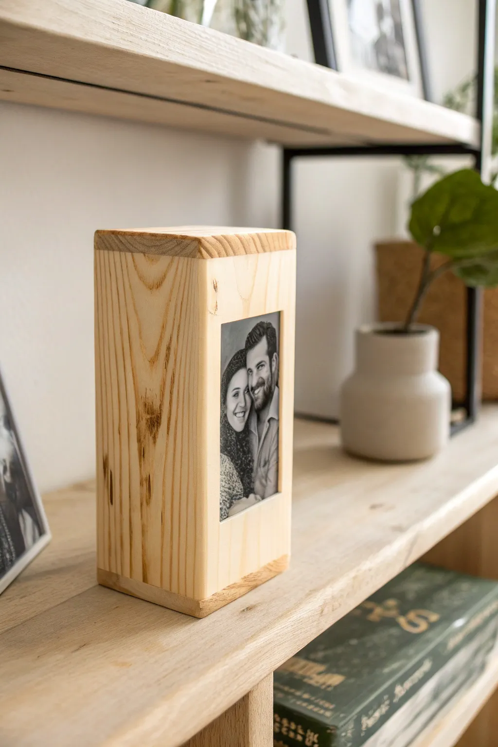 DIY photo transfer memory block, a minimalist keepsake that adds warmth to shelves and mantels.
