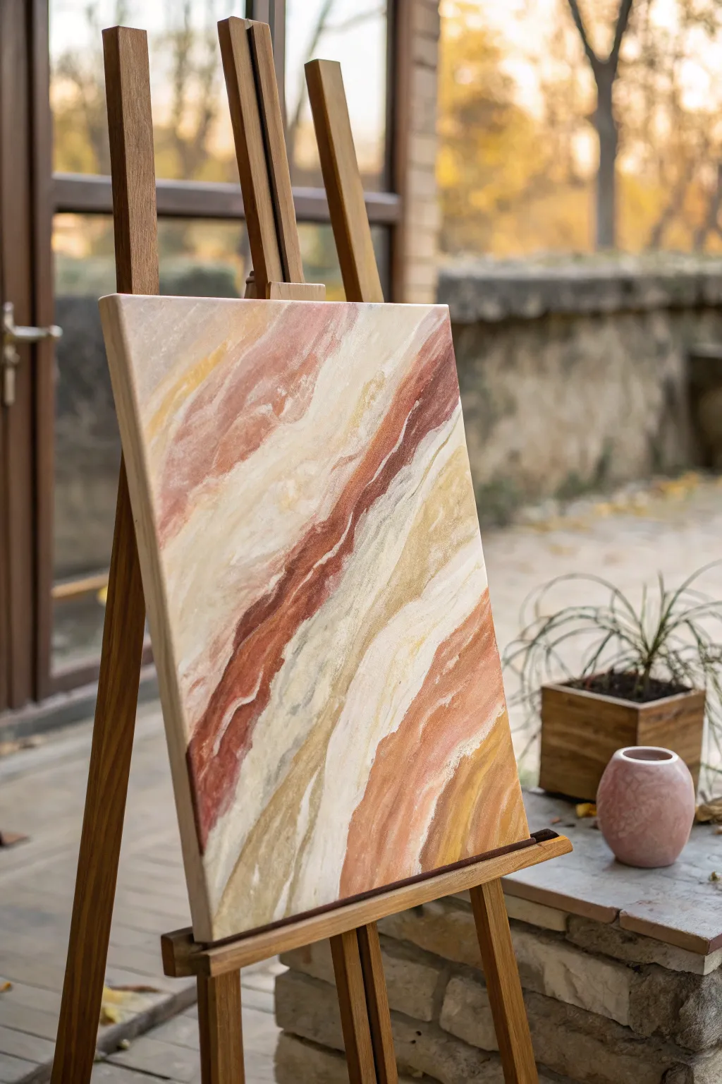 Luminous abstract layers: transparent oil glazes floating over calm Scandinavian shapes