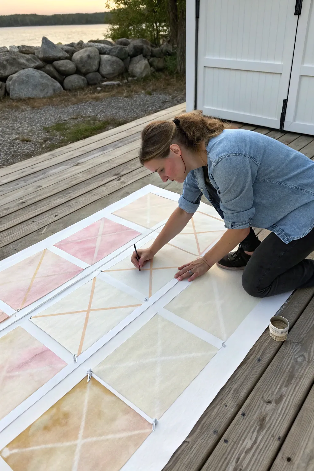 Crisp masking tape panels with mini acrylic backgrounds, gradients, textures, and perfect clean edges