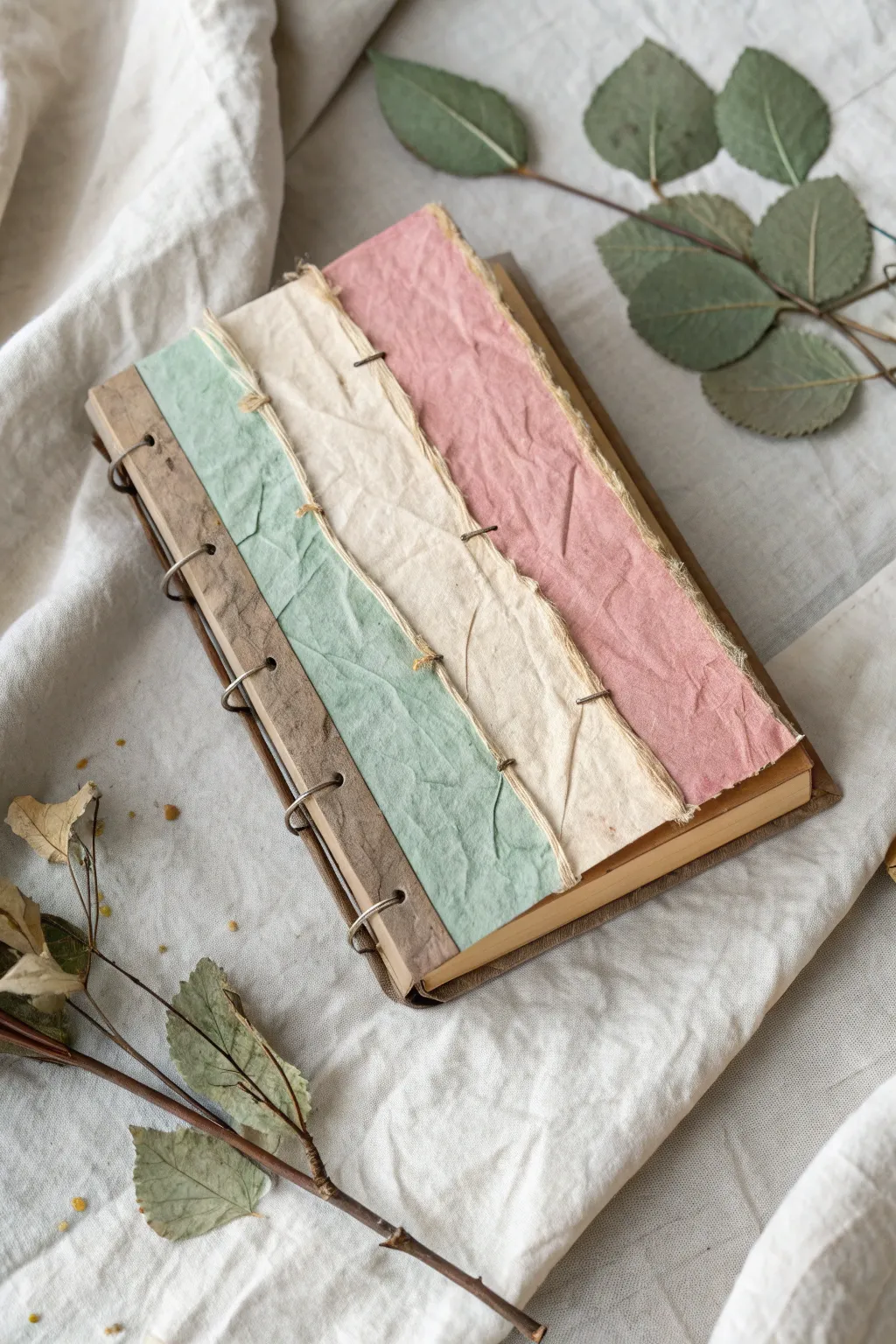 Layered torn-paper collage base with soft paint marks, ready for a fresh mixed media sketch.