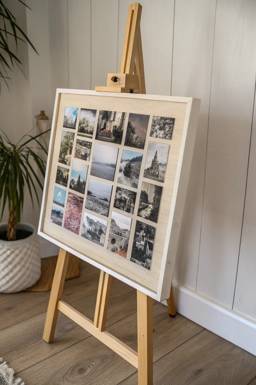 Create a photo memory canvas collage with torn edges, matte medium texture, and cozy minimalist style.
