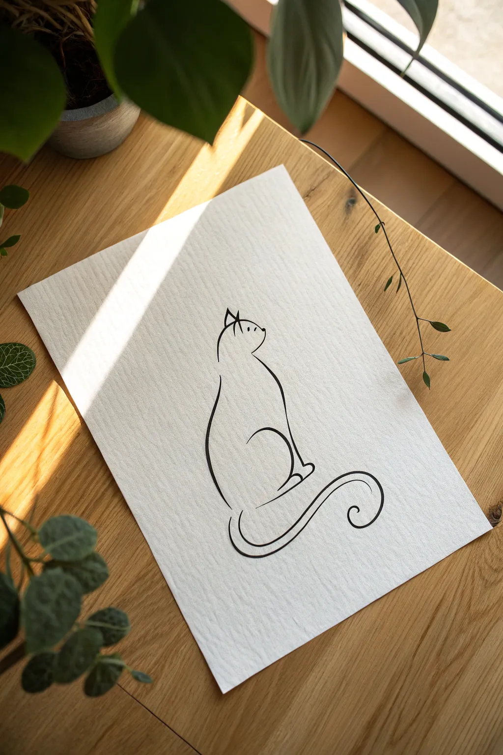Master the art of simplicity with this fluid continuous line cat drawing. So elegant!