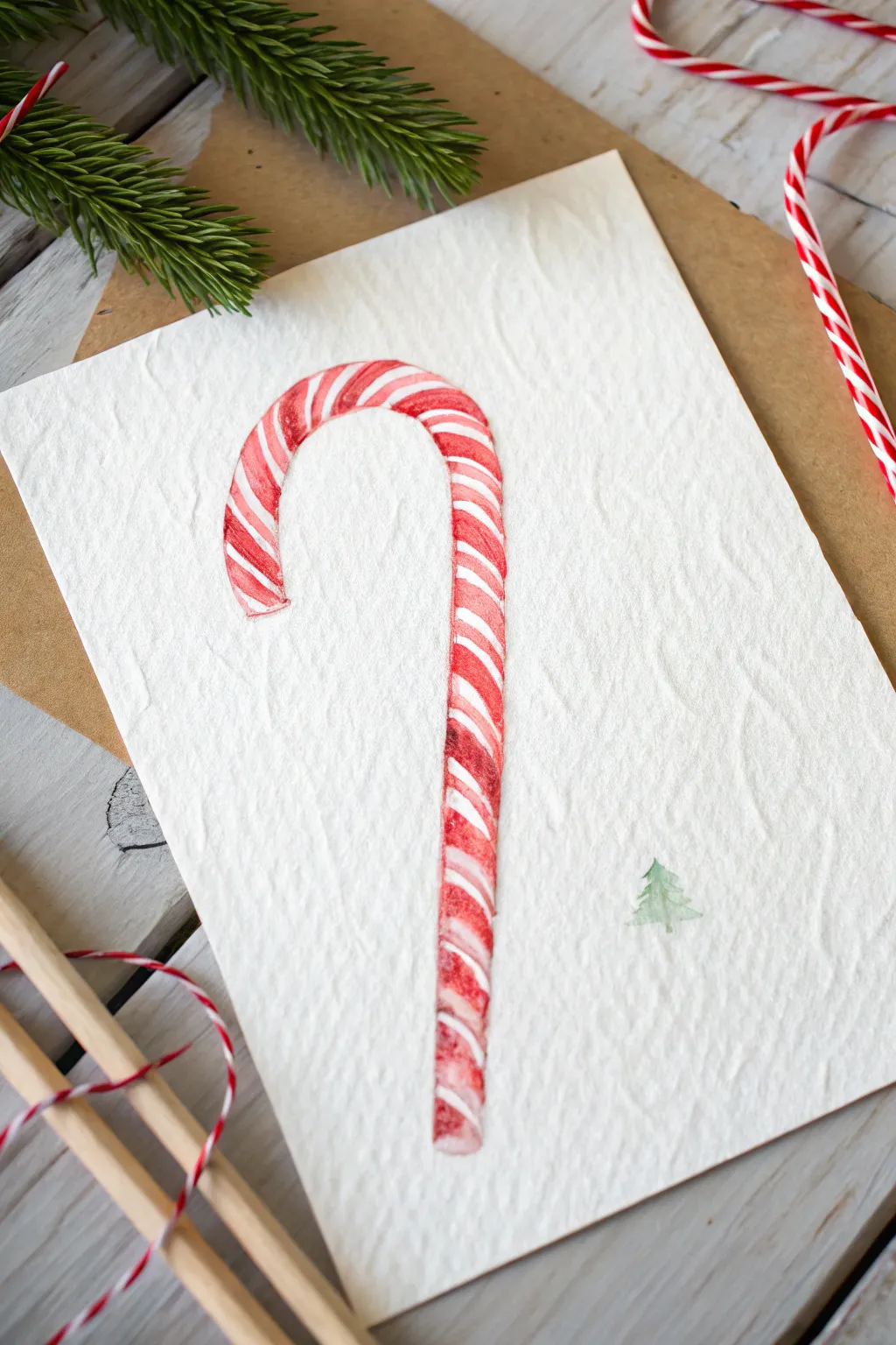 Sweet toddler-friendly candy cane stripes with bold, wobbly red strokes and plenty of clean space.