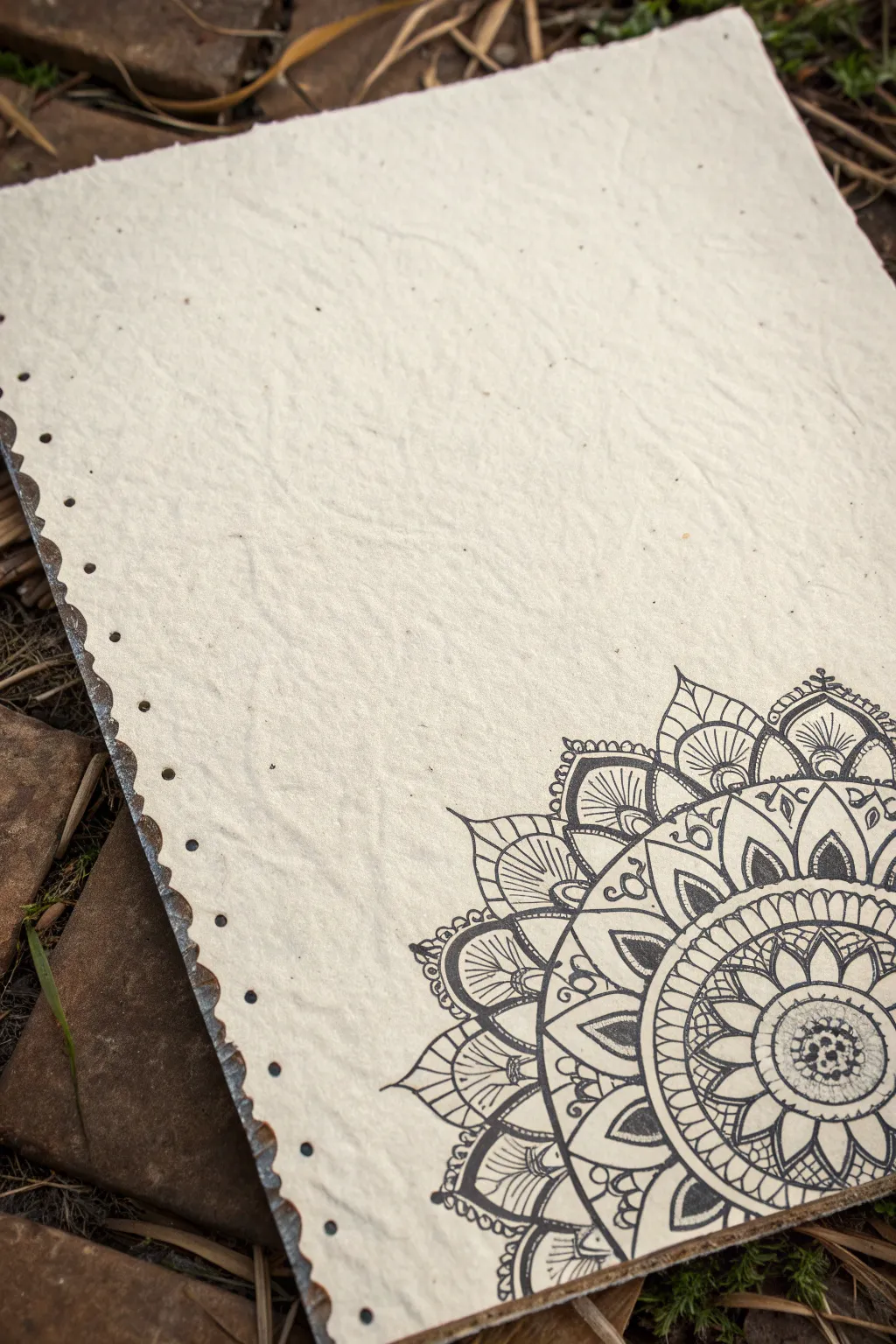 Bold deer silhouette with intricate mandala details, simple Scandinavian boho art to recreate