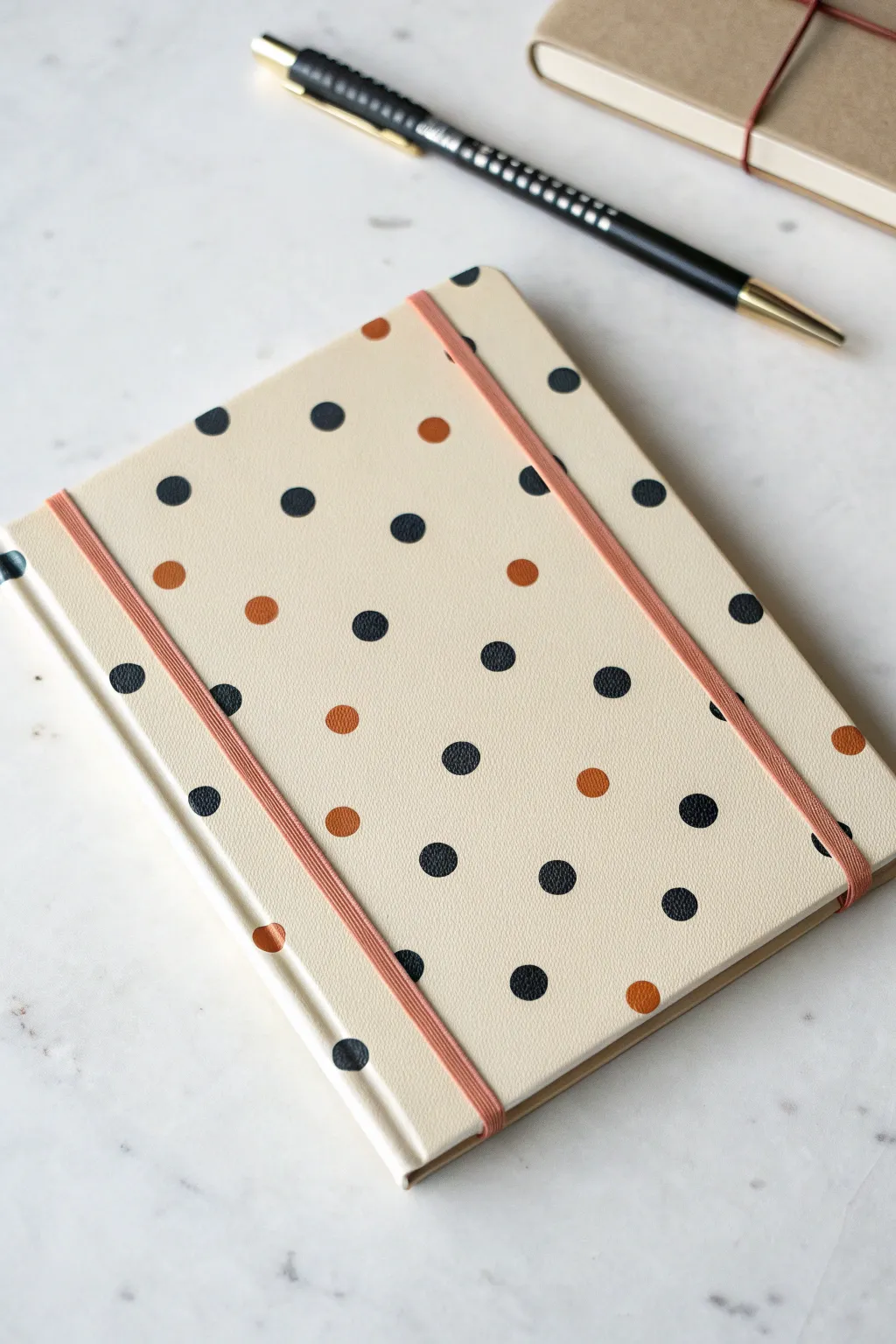 Minimal polka dot sketchbook cover with a surprise accent color for an easy, chic DIY.