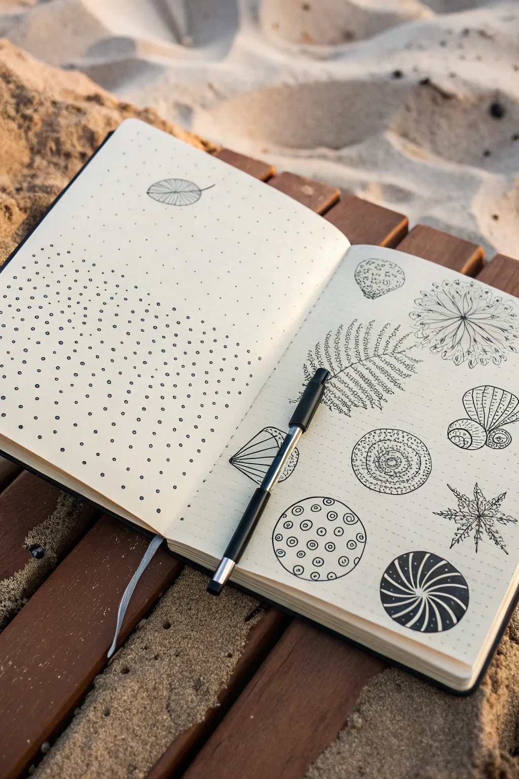 Abstract island shapes with calming textures, clean negative space, and crisp ink contrast.