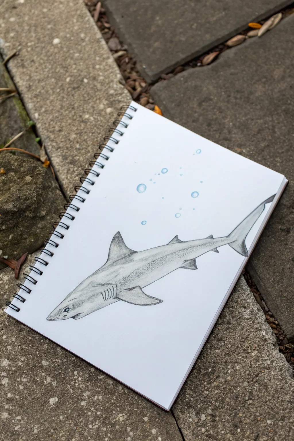 Easy shark directed drawing steps with a calm blue wash, minimalist and beginner friendly.