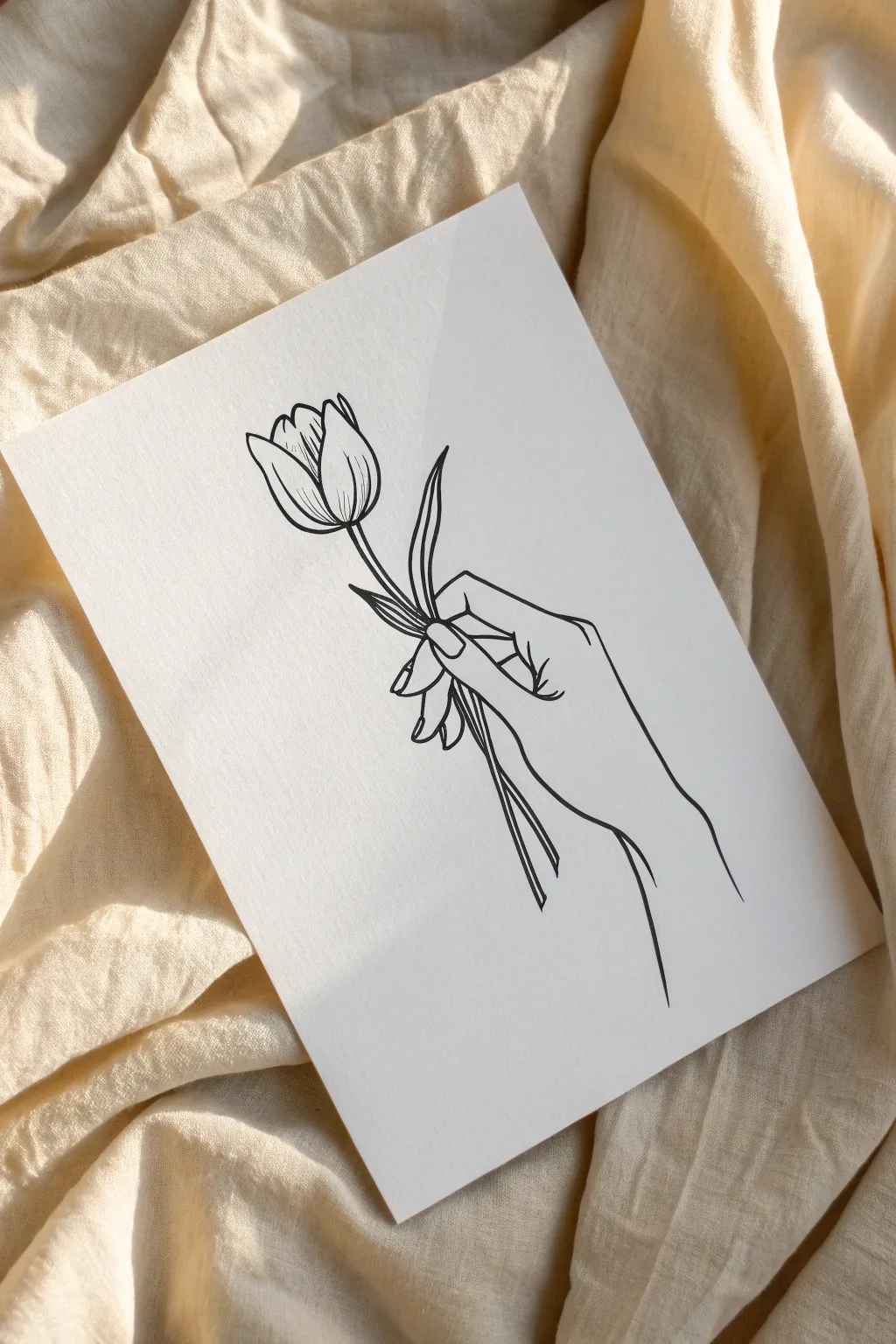 Embrace minimalism with this delicate hand and flower line art, perfect for your next sketch idea.