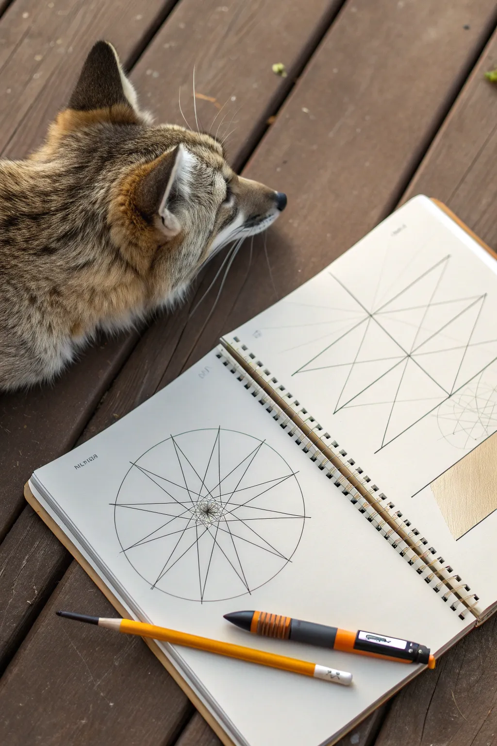Build an animal portrait from circles and triangles, then refine it into a finished sketch