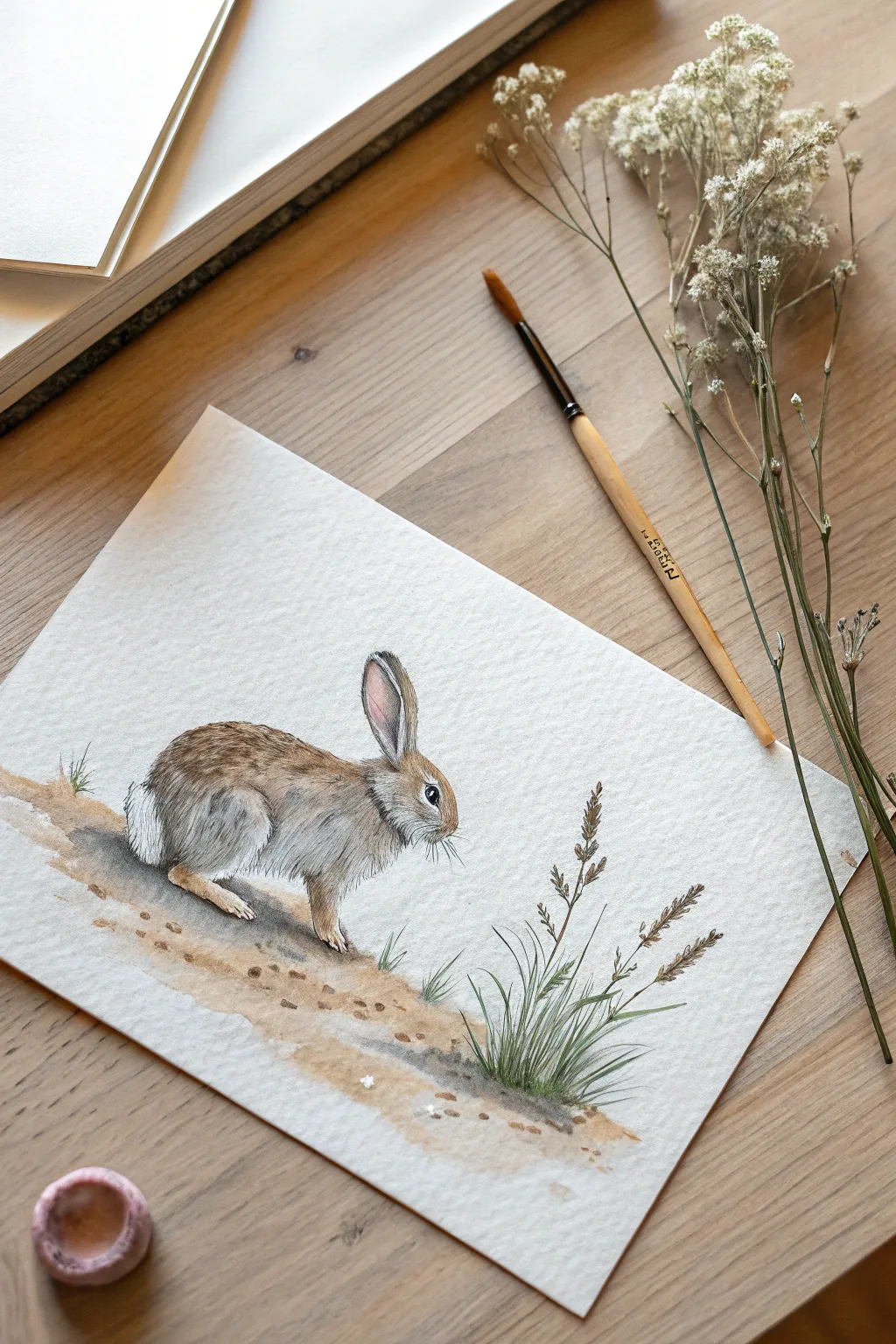 Sketch a playful digging bunny for a whimsical and cute addition to your Easter art.