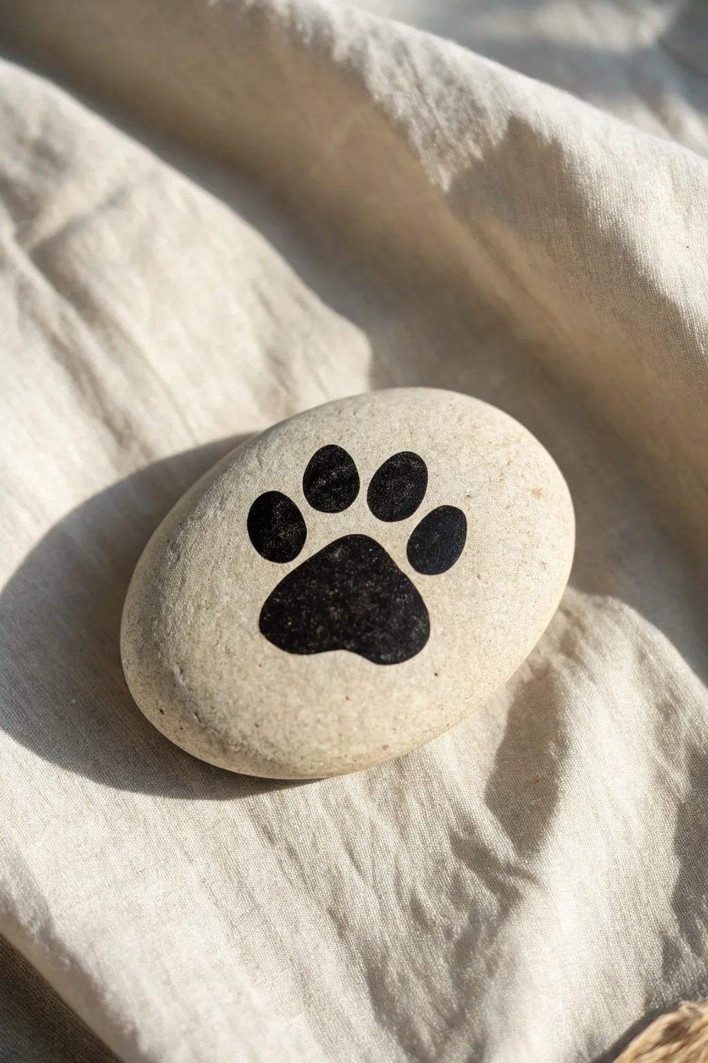 Classic paw print rock art, minimal and bold, perfect for easy dog themed painting inspiration.
