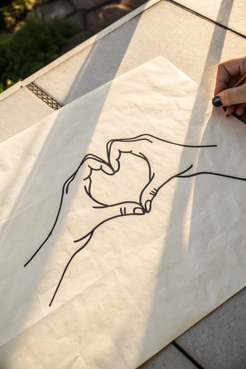 Simple hand heart outline you can copy in minutes, clean lines and cozy minimalist vibes.
