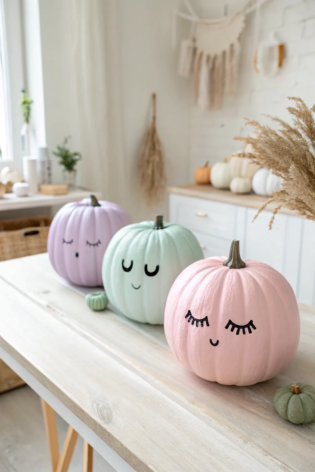 Get spooky-chic with these adorable pastel ghost pumpkins, perfect for a girly Halloween.