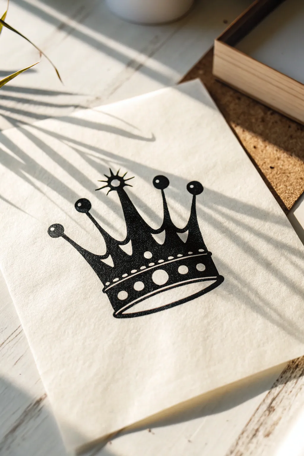 Bold crown tattoo icon: clean three-point design with tough solid fill, ready to trace.