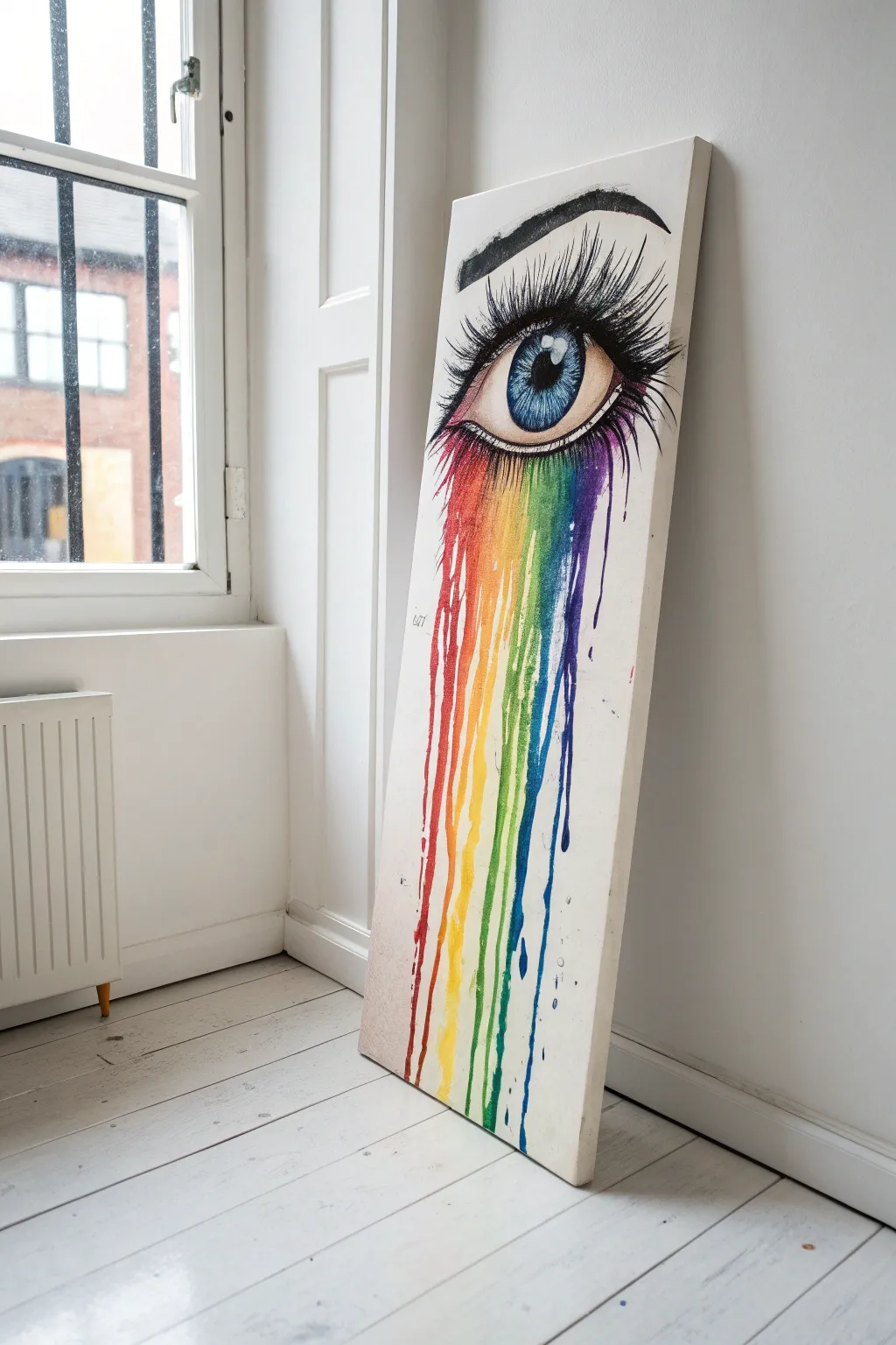 Add a splash of vibrant color to your portfolio with this dripping rainbow eye art idea.