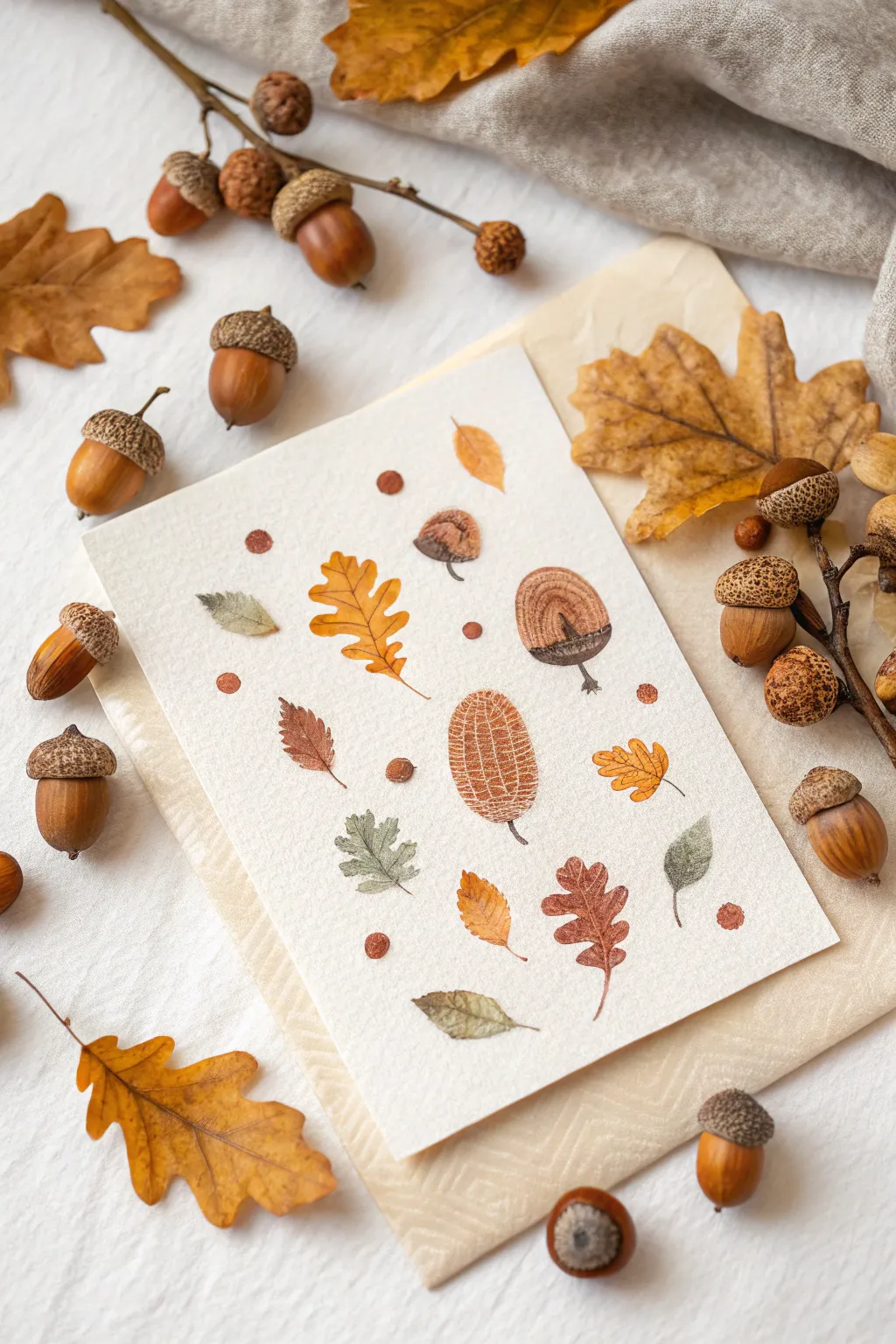 Sweet fall acorns with fingerprints: easy two-print shapes and cozy autumn leaf dots