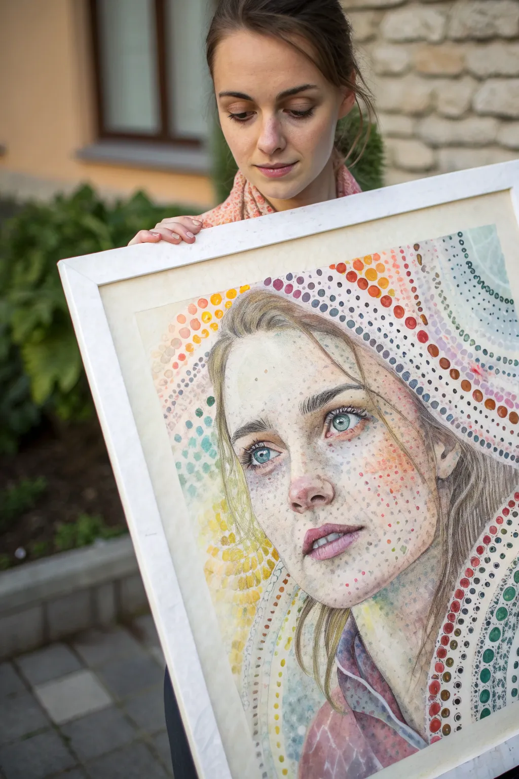 Color wheel portrait with layered identities and a clear, fearless female gaze to paint yourself.