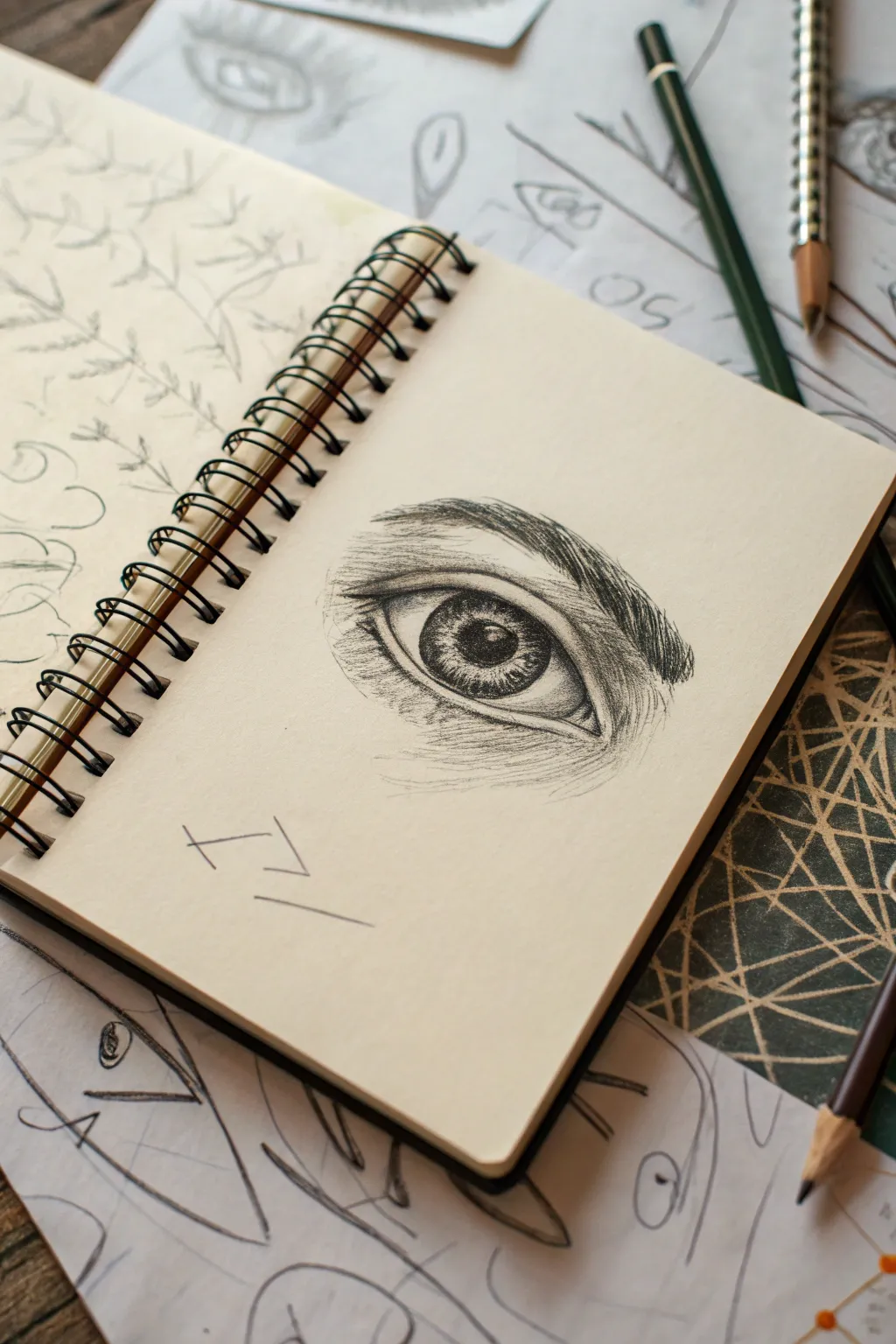 A quiet eye inside a crisp circle, surrounded by messy doodles to show filtering out noise