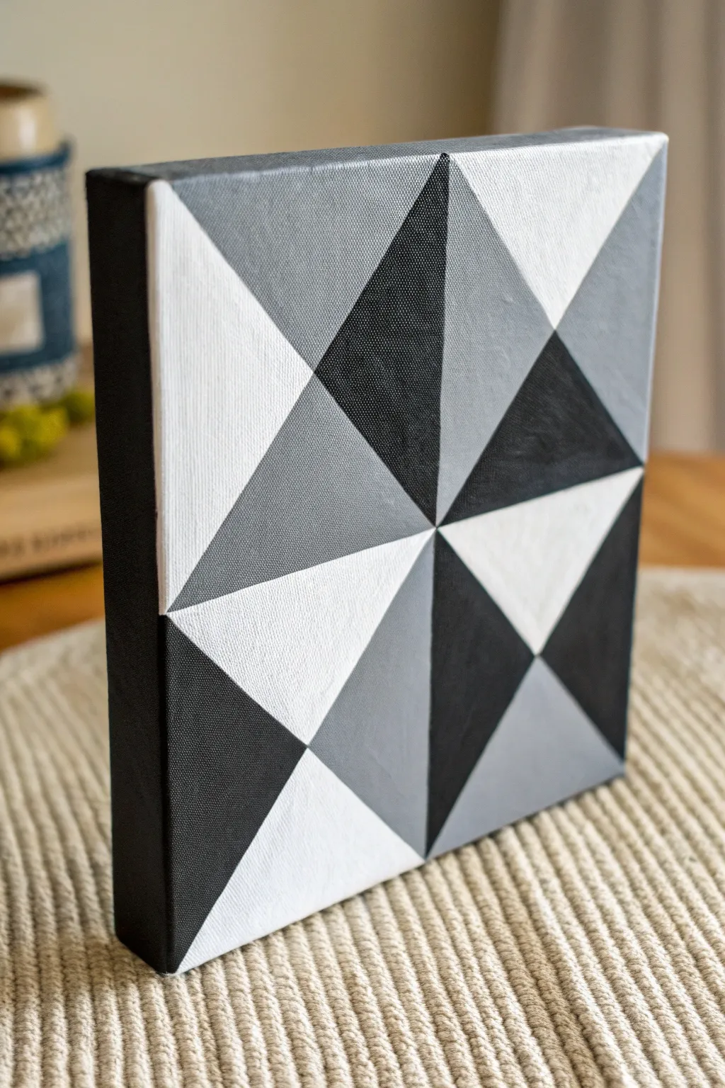 Monochrome value blocks with bold contrast, a minimalist geometric study in light and shadow.