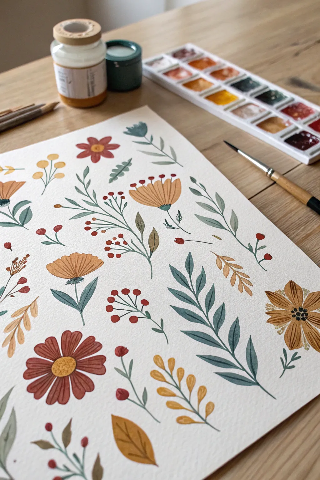 Master the art of simplicity with these charming gouache flat-lay floral ideas.
