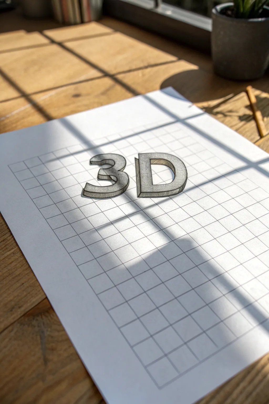 Use the grid to build a crisp 3D block letter with perfectly measured depth and shadow.