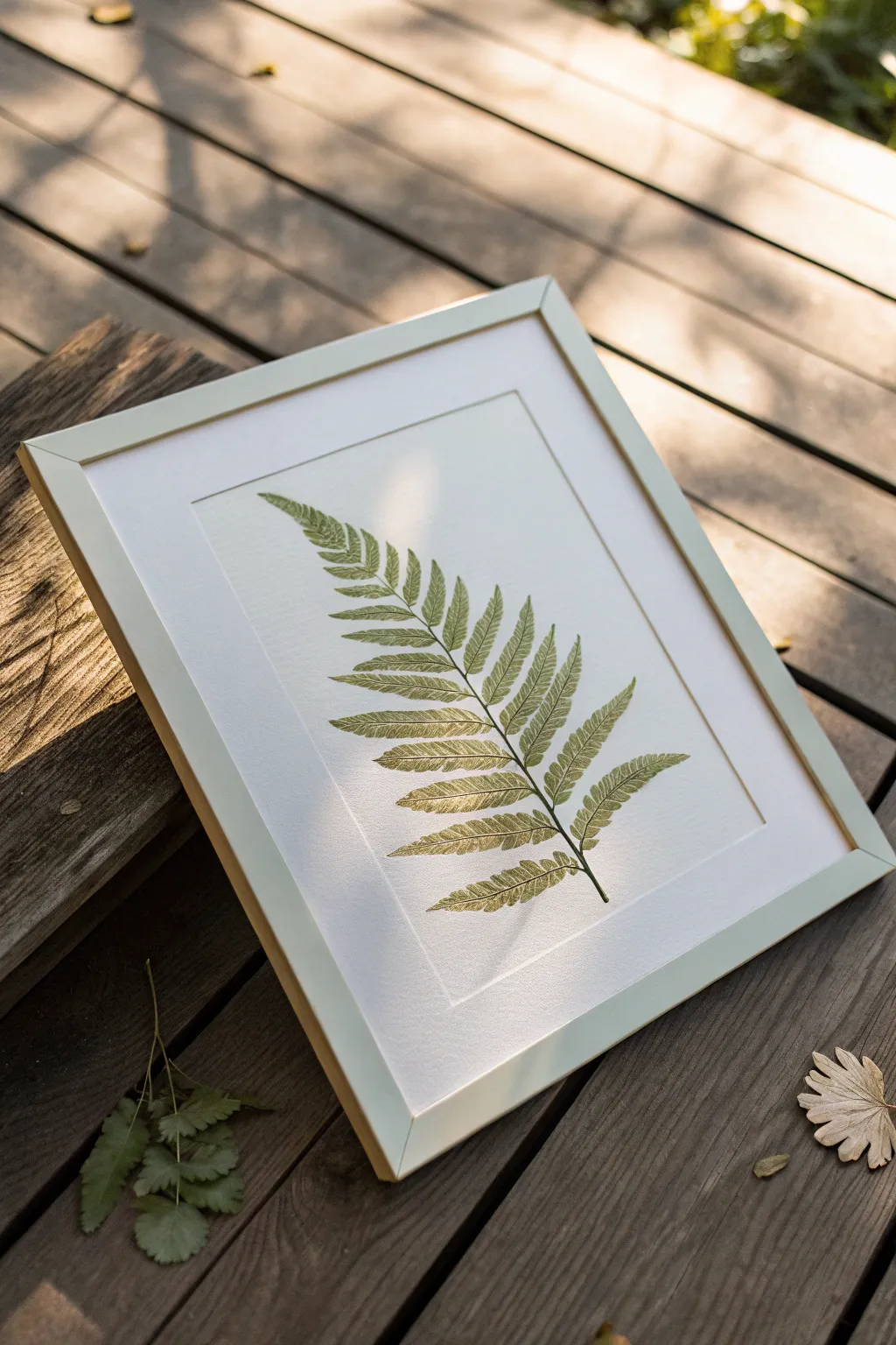 Minimal leaf print with gold vein highlights, easy metallic accent idea for elegant paper art.