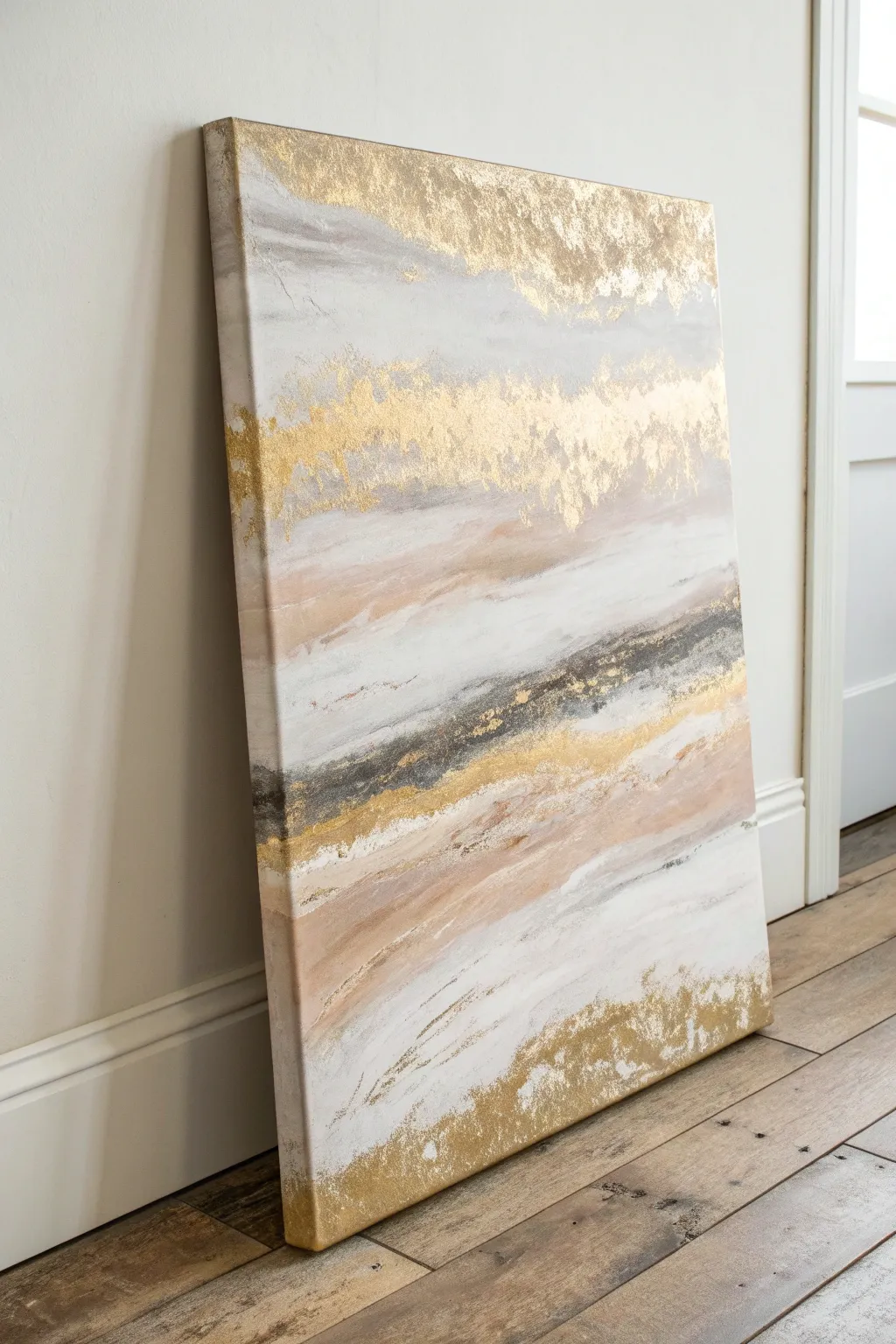 Matte color blocks meet soft gold leaf shimmer for a clean, modern Scandinavian-boho glow.