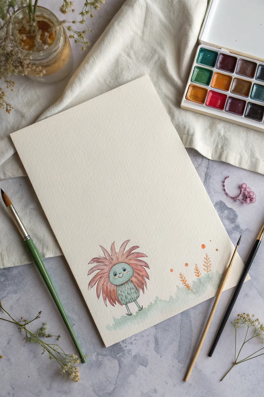 Blow-paint wild monster hair with dreamy boho colors and a close-up burst texture corner.